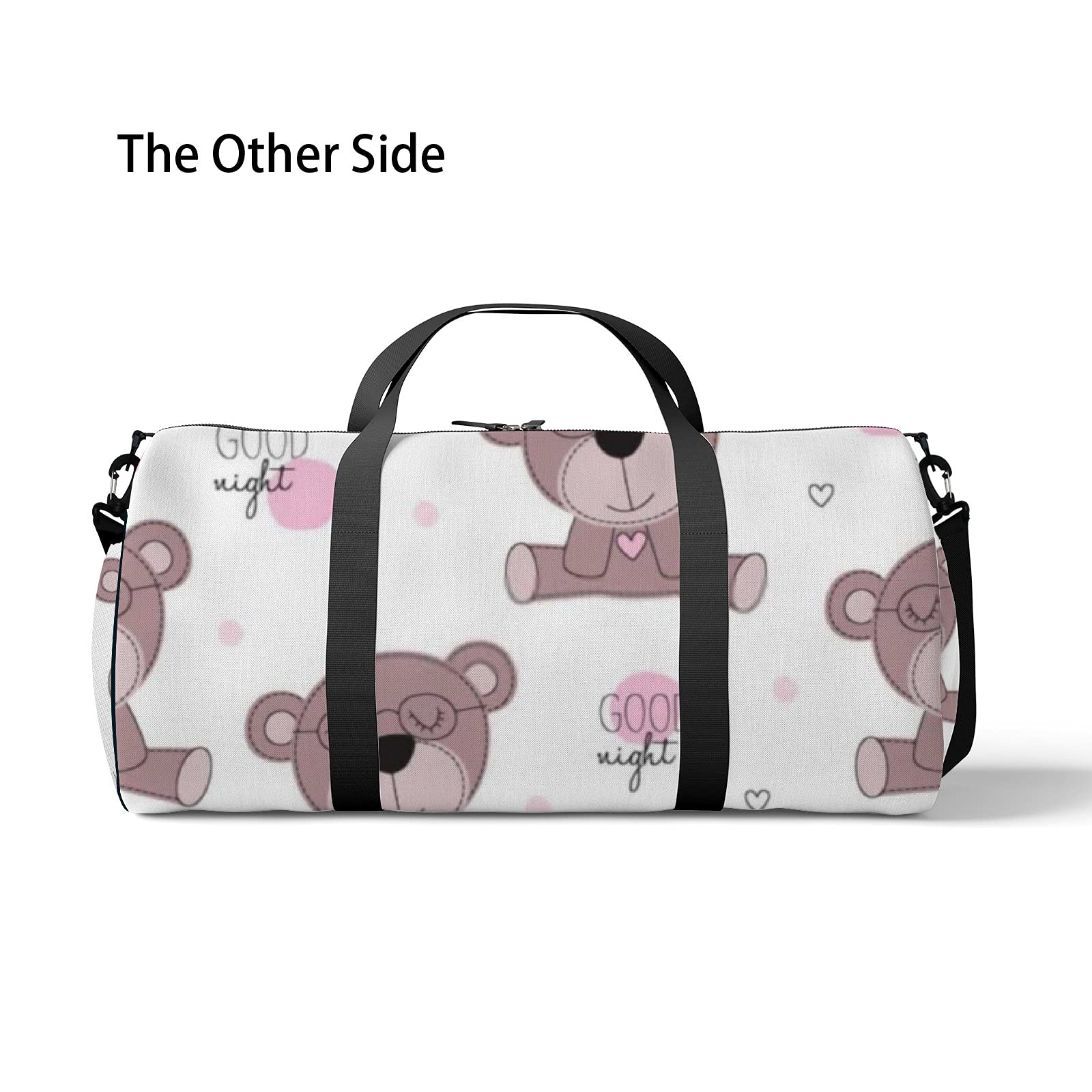 Kawaii Cartoon Animals Teddy Bear Print Waterproof Gym Tote Bag with Shoulder Strap & Zipper Pockets - Sports, Travel & Storage Shoulder Bag for Men & Women - Perfect for Workouts, Beach Trips & Daily Commute