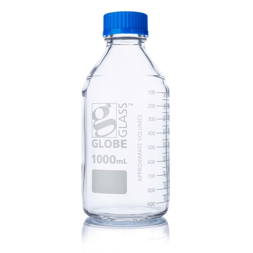 1000mL GL45 Screw Cap Media Bottle - 3.3 Borosilicate Glass with Dual Graduations (10/Box) - Ideal for Laboratory, Chemical Storage & Scientific Experiments