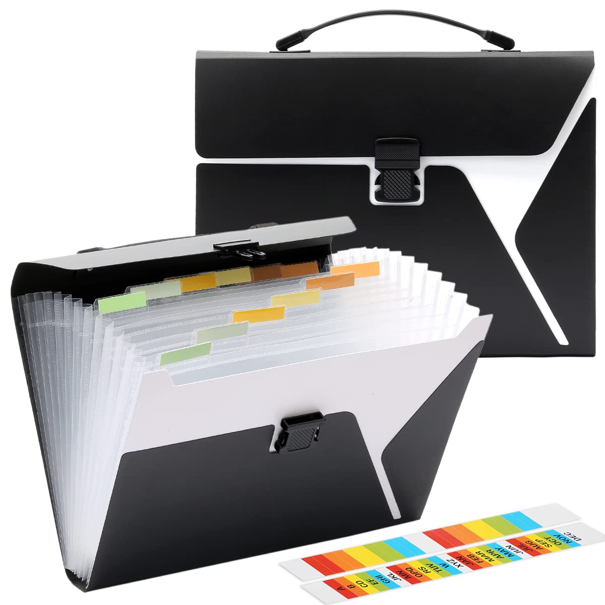 H4D 13-Pocket Expanding File Folder with Handle - Portable Accordion Organizer for Letter & A4 Documents - Perfect for Office, School, Home Filing & Travel Document Storage