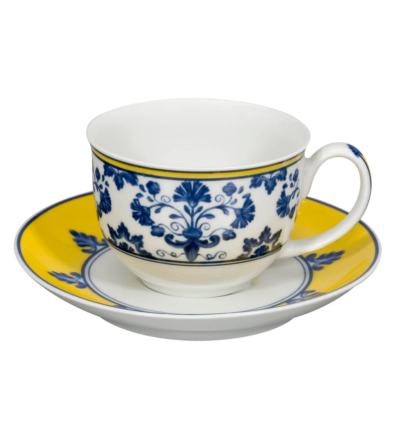 Vista Alegre Castelo Branco Porcelain Coffee Cup and Saucer Set of 4 - Elegant Tea Cups for Home, Cafe, and Restaurant Use