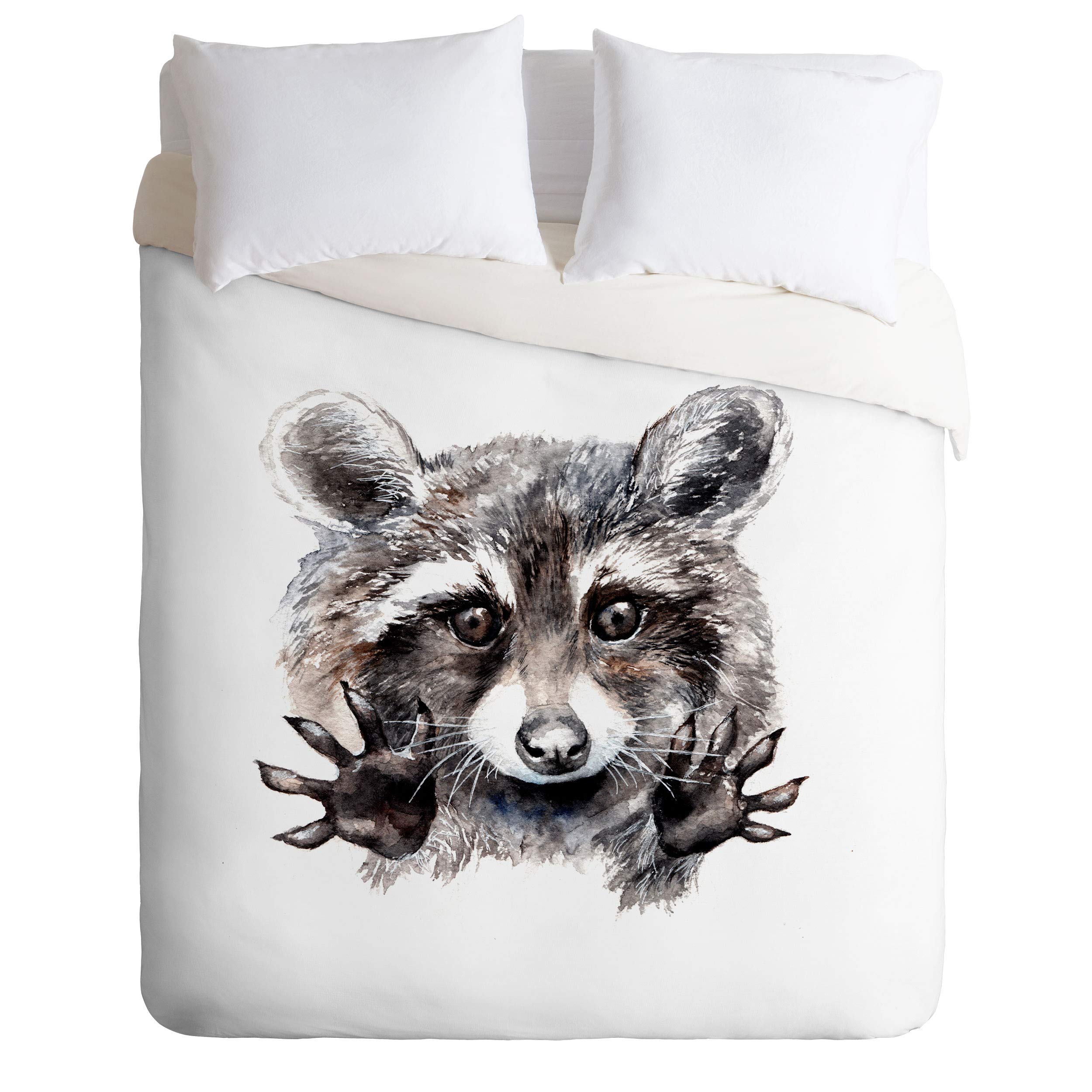 Anna Shell Magic Raccoon Comforter Set with Pillowcases - Twin Size Brown Raccoon Print Bedding - Cozy Wildlife Themed Bedroom Decor for Kids & Adults