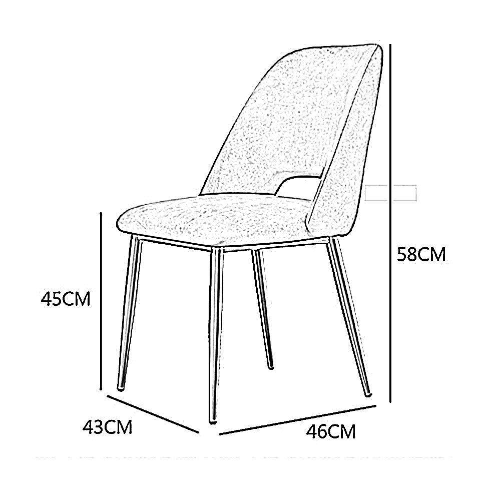 Nordic Style Comfortable Dining Chair with Flannelette Backrest & Upholstered Metal Legs - Iron Side Chair for Living Room, Bedroom, Kitchen, Pub, and Dressing Room - Perfect for Relaxing, Dining, and Coffee Time