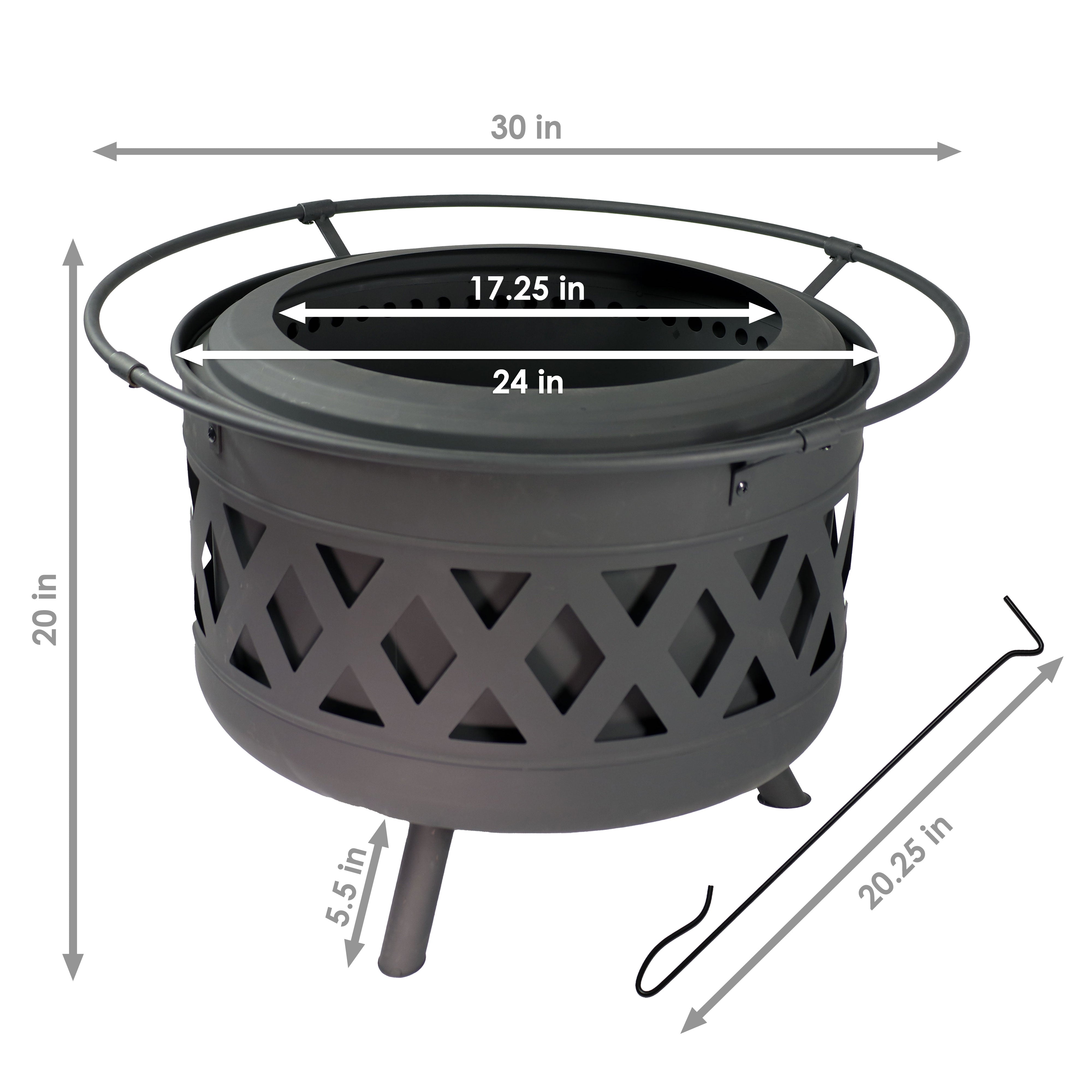 Sunnydaze Crossweave Outdoor Smokeless Fire Pit - 30 Inch Steel Wood Burning Fire Bowl for Backyard, Patio, Camping & Garden Gatherings