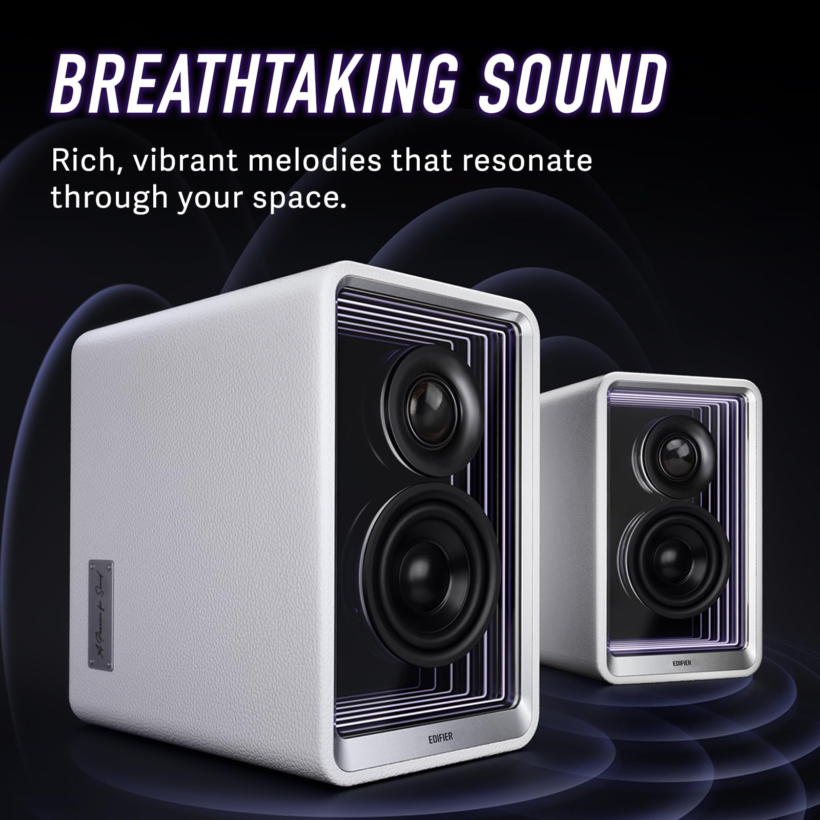 Edifier QR65 Active Monitor Speaker with 65W GaN Fast Charger - 70W RMS Bluetooth Computer Speakers, Hi-Res 24bit Wireless Audio, Subwoofer Out & RGB Light Effects (White) - Perfect for Home Studio, Gaming & Music Listening