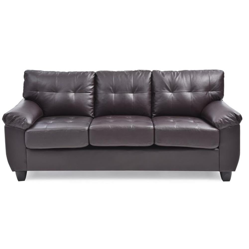 Premium Glory Furniture Gallant Faux Leather Sofa in Cappuccino Brown - Modern Living Room Couch for Home, Office & Lounge Comfort