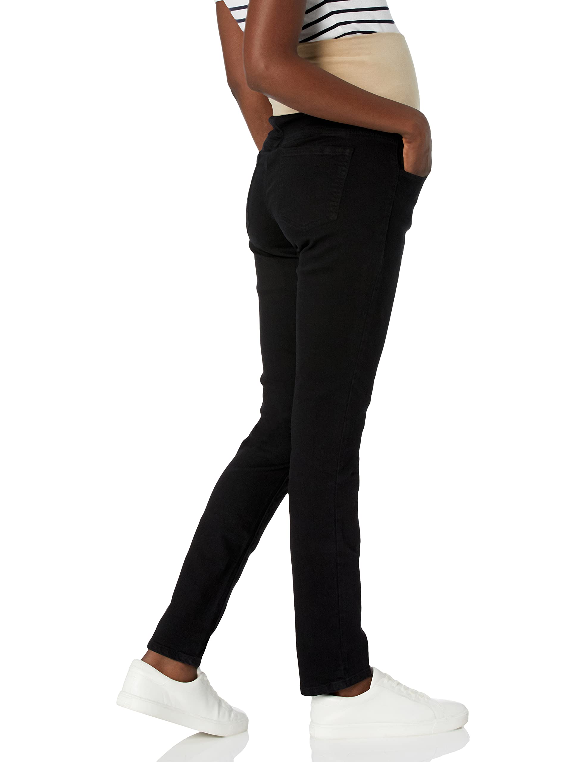 Three Seasons Maternity Women's Stretch Skinny Jeans with Comfortable Belly Band - Black, Small Size | Perfect for Pregnancy Workwear & Casual Outfits