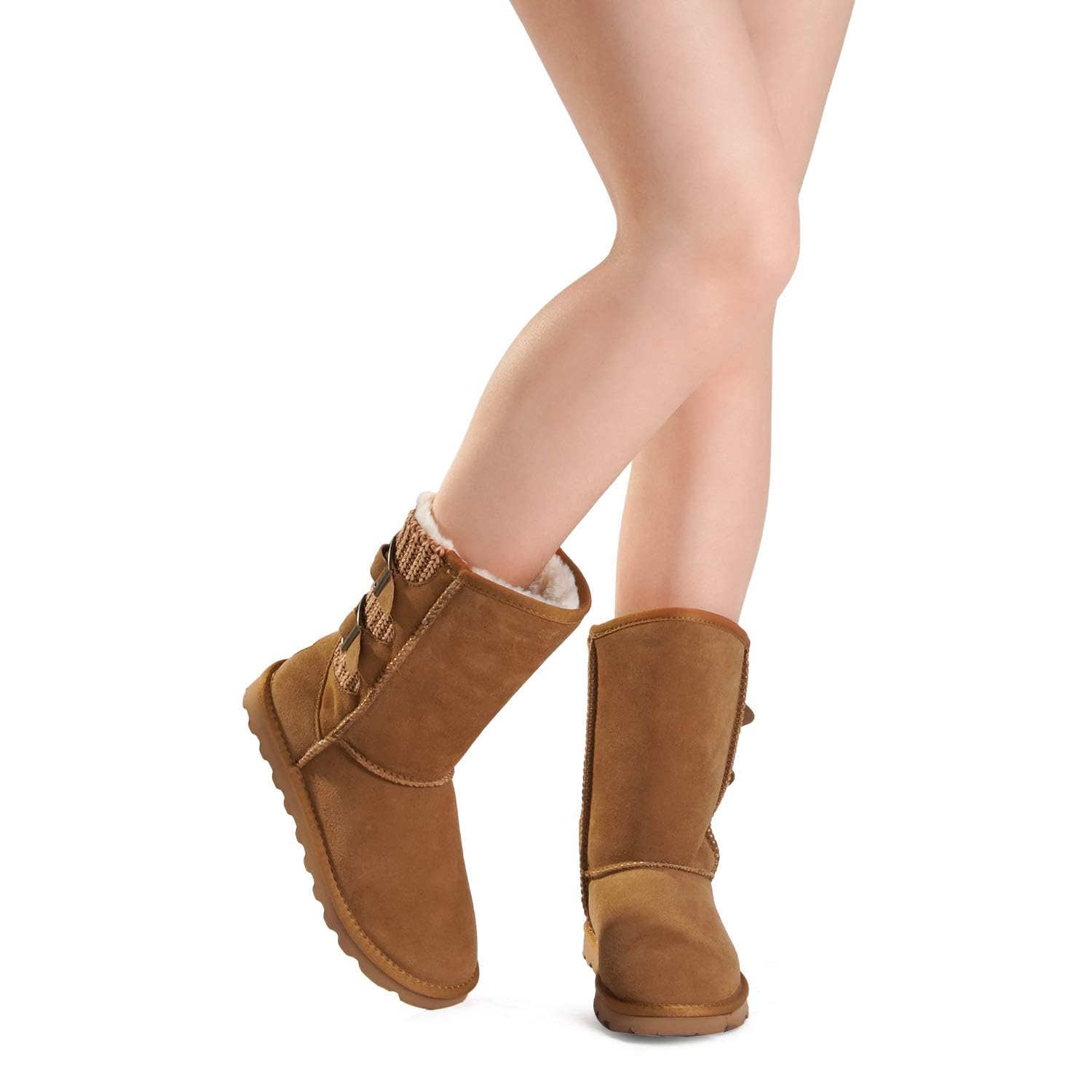 Dream Pairs Women's Mid Calf Winter Snow Boots - Waterproof Fuzzy Lined Buckle Booties for Cold Weather | Warm & Stylish Snow Boots for Women | Perfect for Snowy Days, Winter Hiking & Casual Outfits