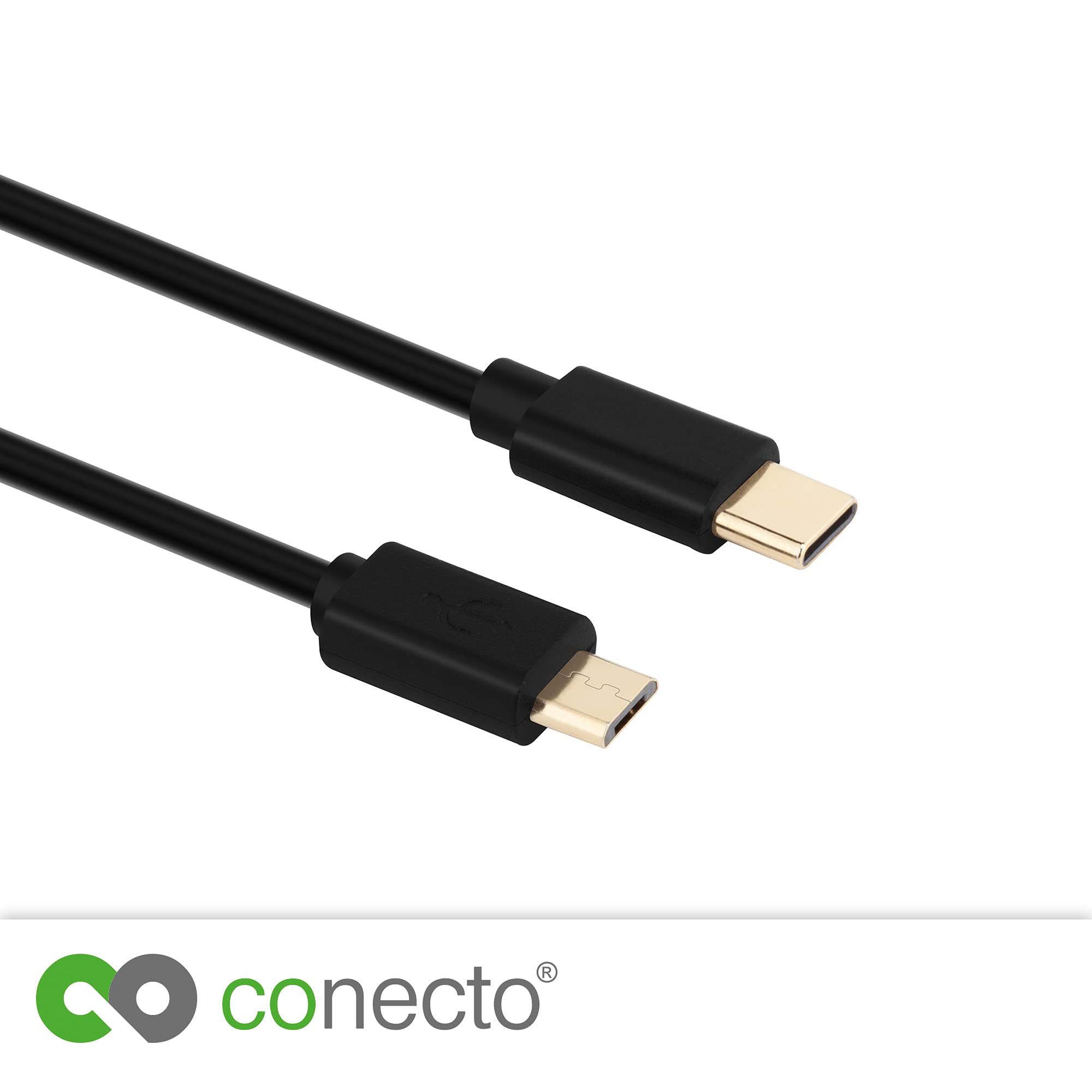 1m USB C to Micro USB Cable 2.0 Fast Charging & Data Sync Cord with Gold-Plated Connectors - Perfect for Smartphones, Tablets, Power Banks & Portable Devices (Black)