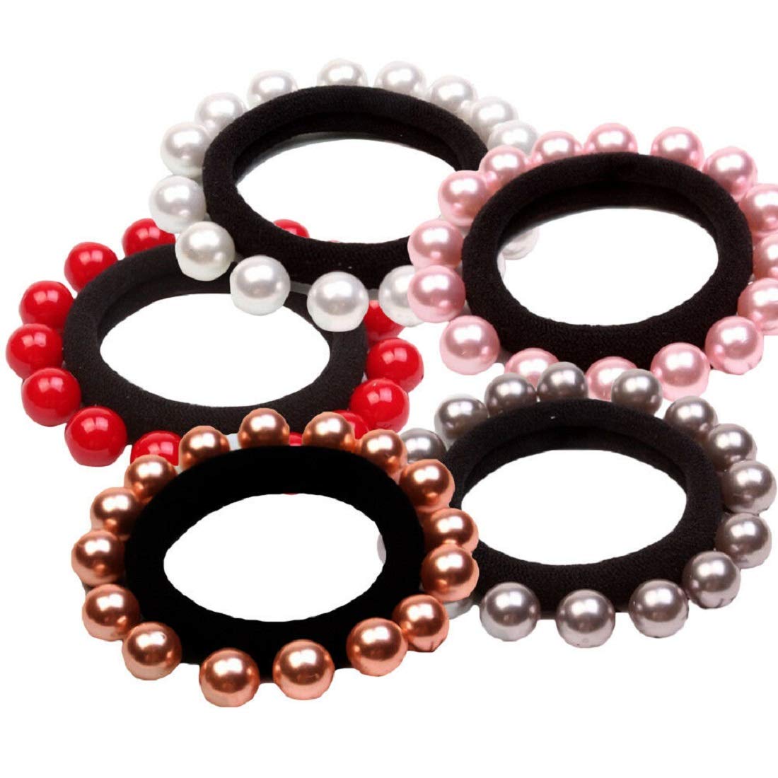 imioxo Hair Rubber Bands for Girls - 6 Pack Multi-Color Hair Ties (RU2) | Soft No-Slip Elastic Hair Bands for School, Sports & Daily Styling
