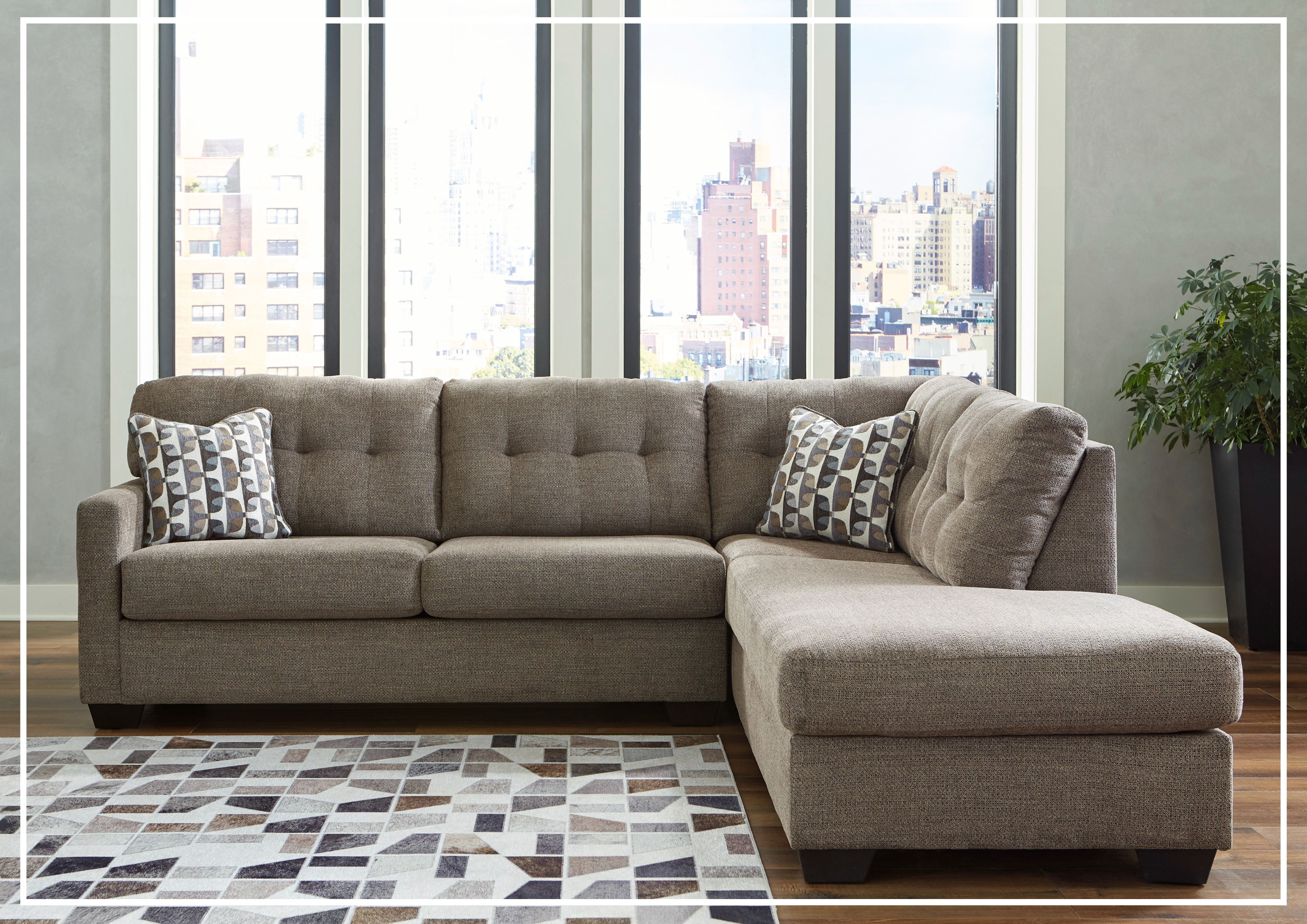 Gio Italia Marston Fabric 2-Piece Sleeper Sectional Sofa with Chaise Lounge | Light & Dark Color Options | Perfect for Small Spaces & Guest Rooms