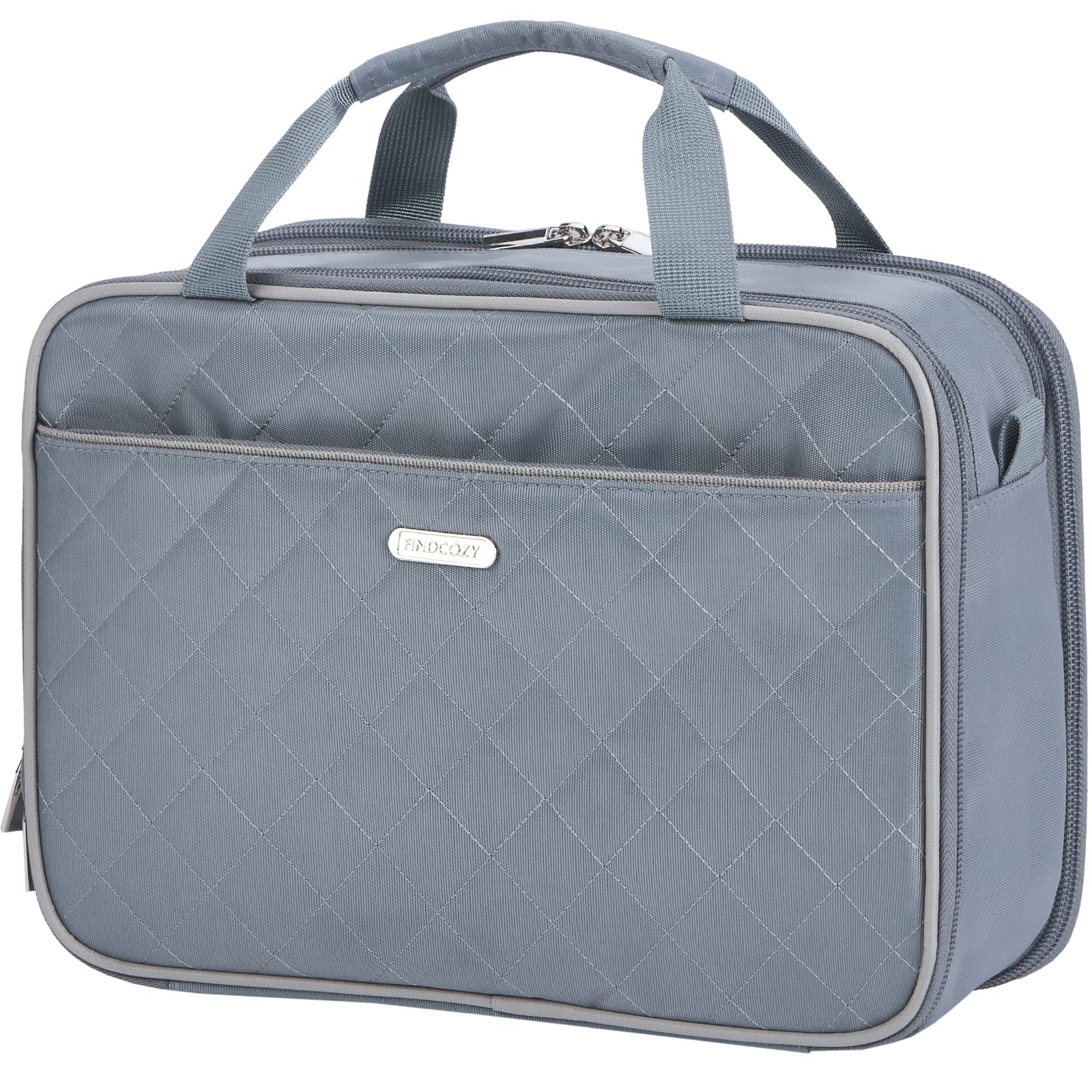 FINDCOZY Large Travel Toiletry Bag for Women - Waterproof Makeup Organizer with Hanging Hook, Perfect Cosmetic Case for Full-Sized Bottles & Accessories (Grey) - Ideal for Vacation, Business Trips & Gym Essentials Storage