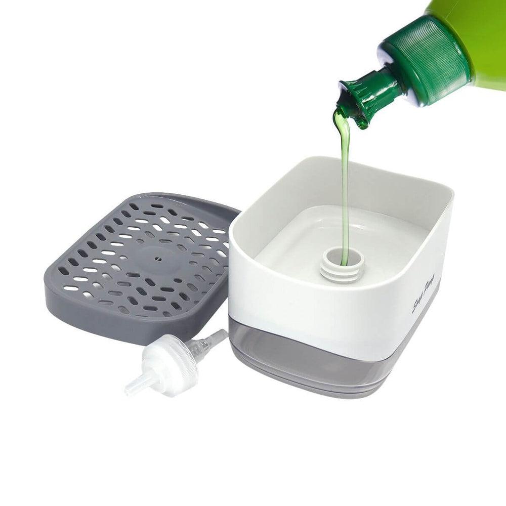 Automatic Soap Dispensing Dish Sponge Holder - Leak-Proof Kitchen Organizer for Sink Countertop | Perfect for Washing Dishes, Cleaning Utensils & Keeping Kitchen Tidy
