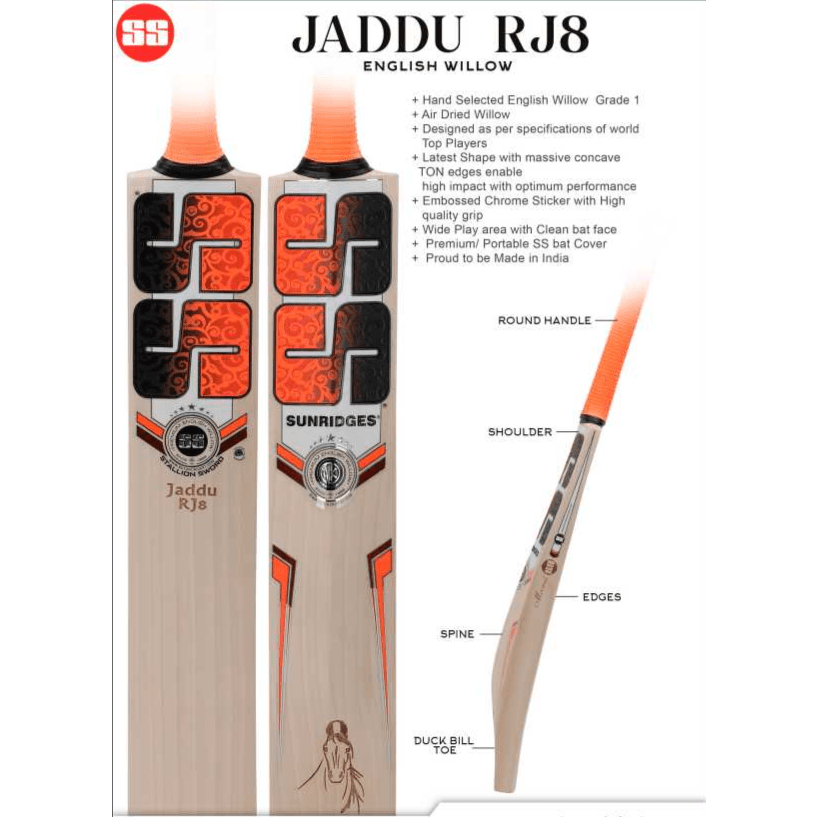 SS Jaddu RJ8 Adult Cricket Bat - Premium English Willow Cricket Bat for Men & Women - Perfect for Professional Matches, Training & Backyard Cricket Games