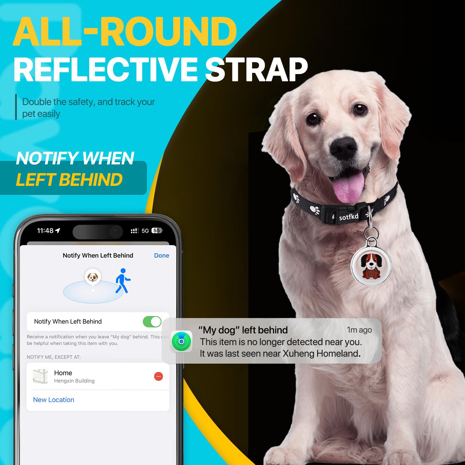 GPS Cat Tracker Collar - Waterproof Pet Location Device with No Monthly Fee & No Charging | Compatible with Android & iOS | Perfect for Outdoor Adventures & Lost Pet Recovery