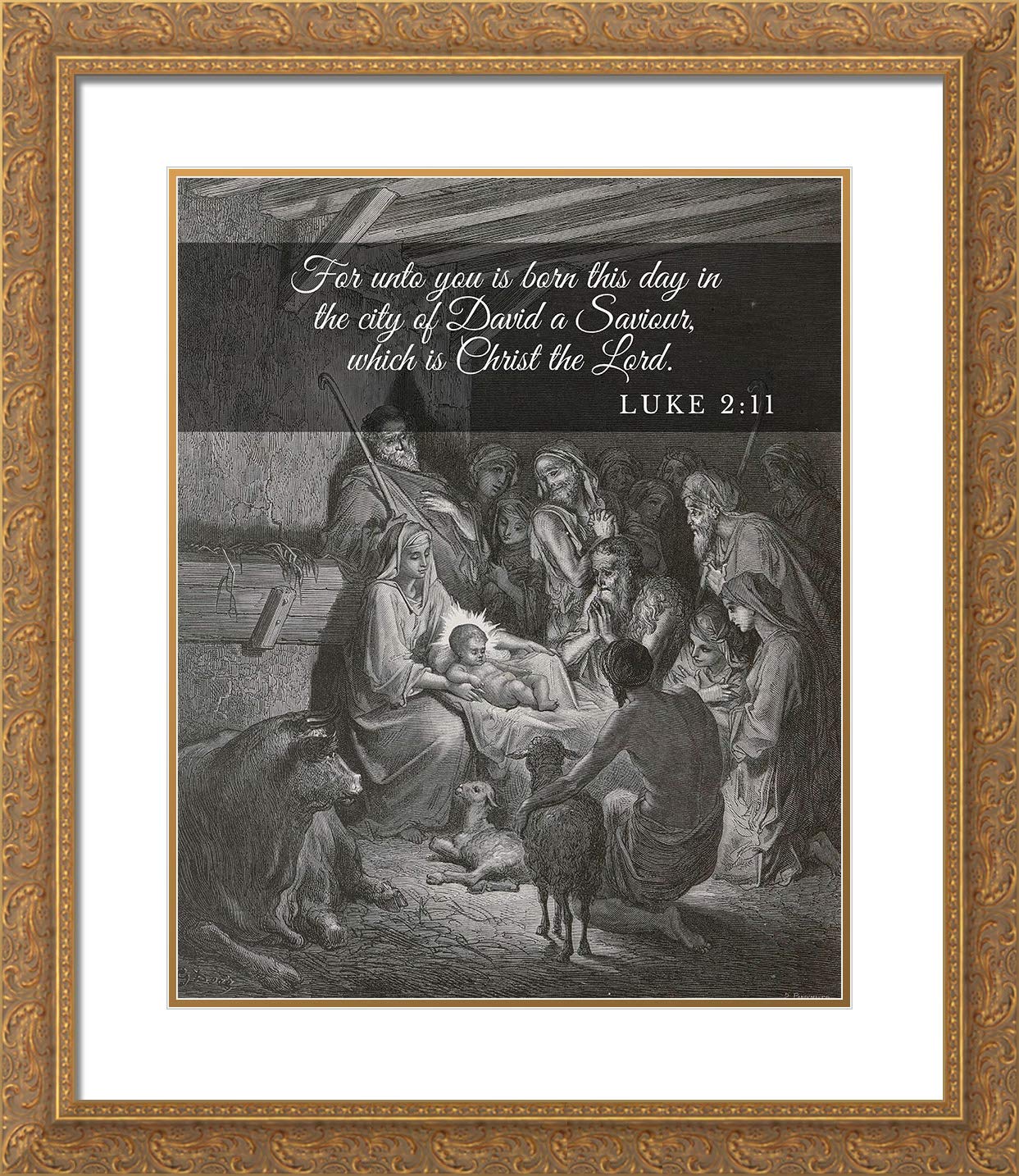 Framed Bible Verse Art Print Luke 2:11 - Gustave Dore for Home Decor
