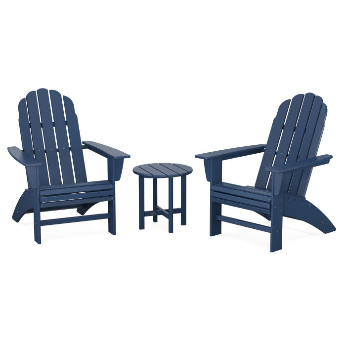 POLYWOOD Vineyard 3-Piece Curveback Adirondack Chair Set - Outdoor Patio Furniture for Garden, Poolside & Backyard Relaxation