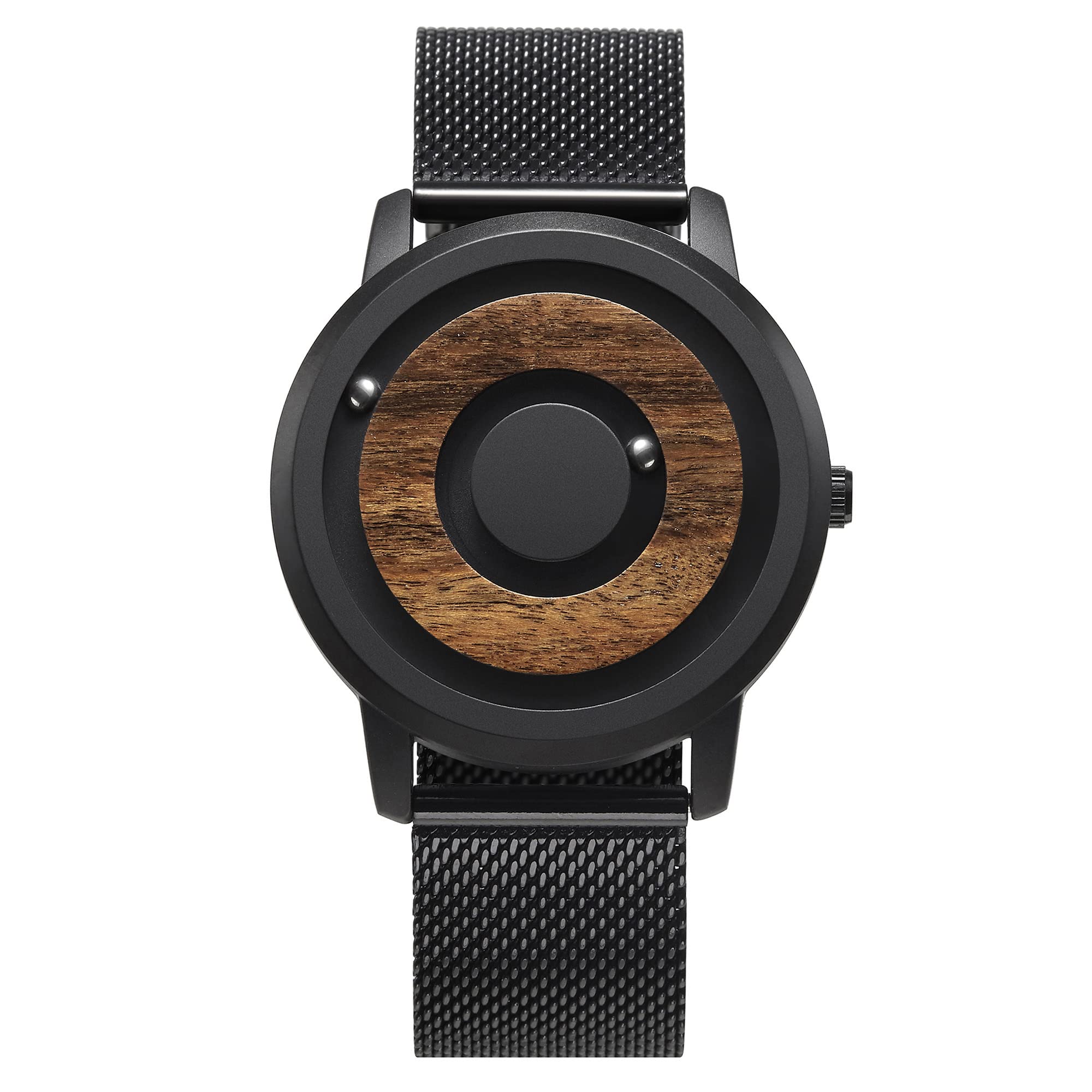 EUTOUR Men's Wooden Watch - Magnetic Minimalist Unisex Wristwatch with Swiss Quartz Movement, 40mm Stainless Steel/Leather Bracelet - Perfect for Business, Casual & Outdoor Activities