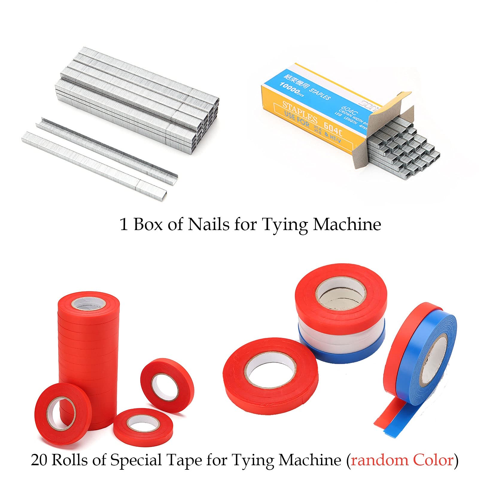 Green Garden Vine Tying Tape & Plant Tying Machine Kit with Tapes & Staples - Support for Grapes, Tomatoes, Vegetables, Fruits & Flowers - Perfect for Home Gardening, Vineyard Support & Plant Training