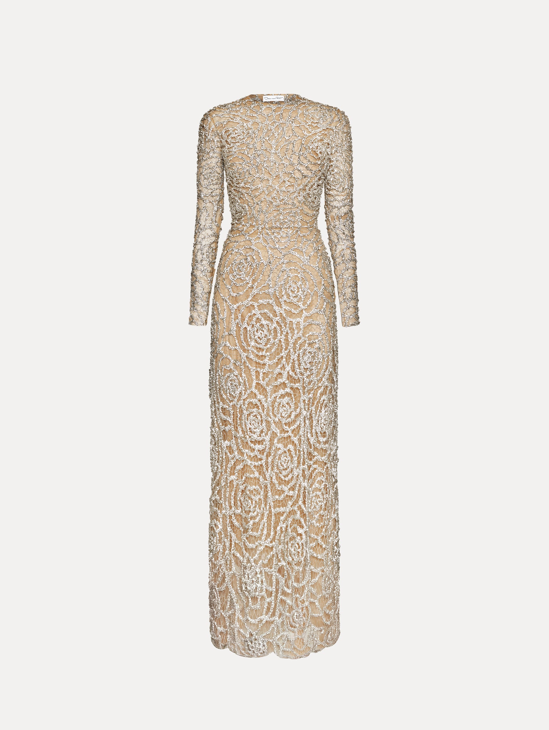 Elegant English Rose Crystal Embroidered Evening Gown - Perfect for Weddings, Proms & Formal Events