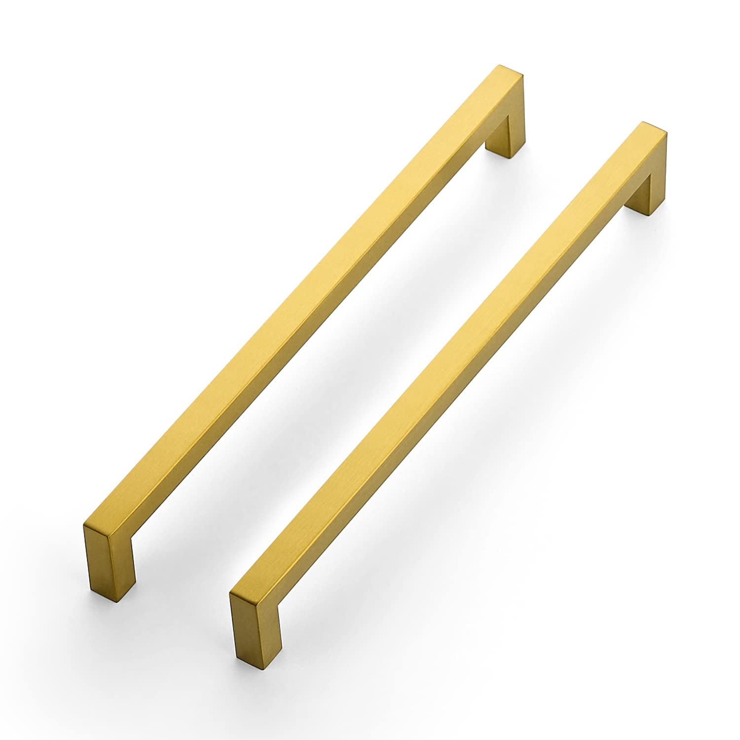 Ravinte 12 Pack 10 Inch Brushed Brass Square Cabinet Handles - Premium Kitchen Cabinet Pulls & Drawer Handles for Modern Cabinets, Cupboards & Furniture (Ideal for Home Renovation & DIY Projects)