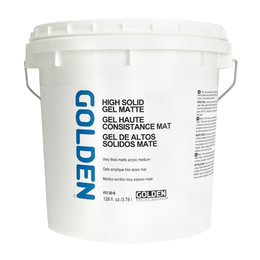 GOLDEN High Solid Gel Matte - 128 fl. oz. Professional Acrylic Gel Medium, Semi-Transparent Matte Finish for Artists & DIY Projects - Perfect for Canvas Painting, Mixed Media & Texture Creation