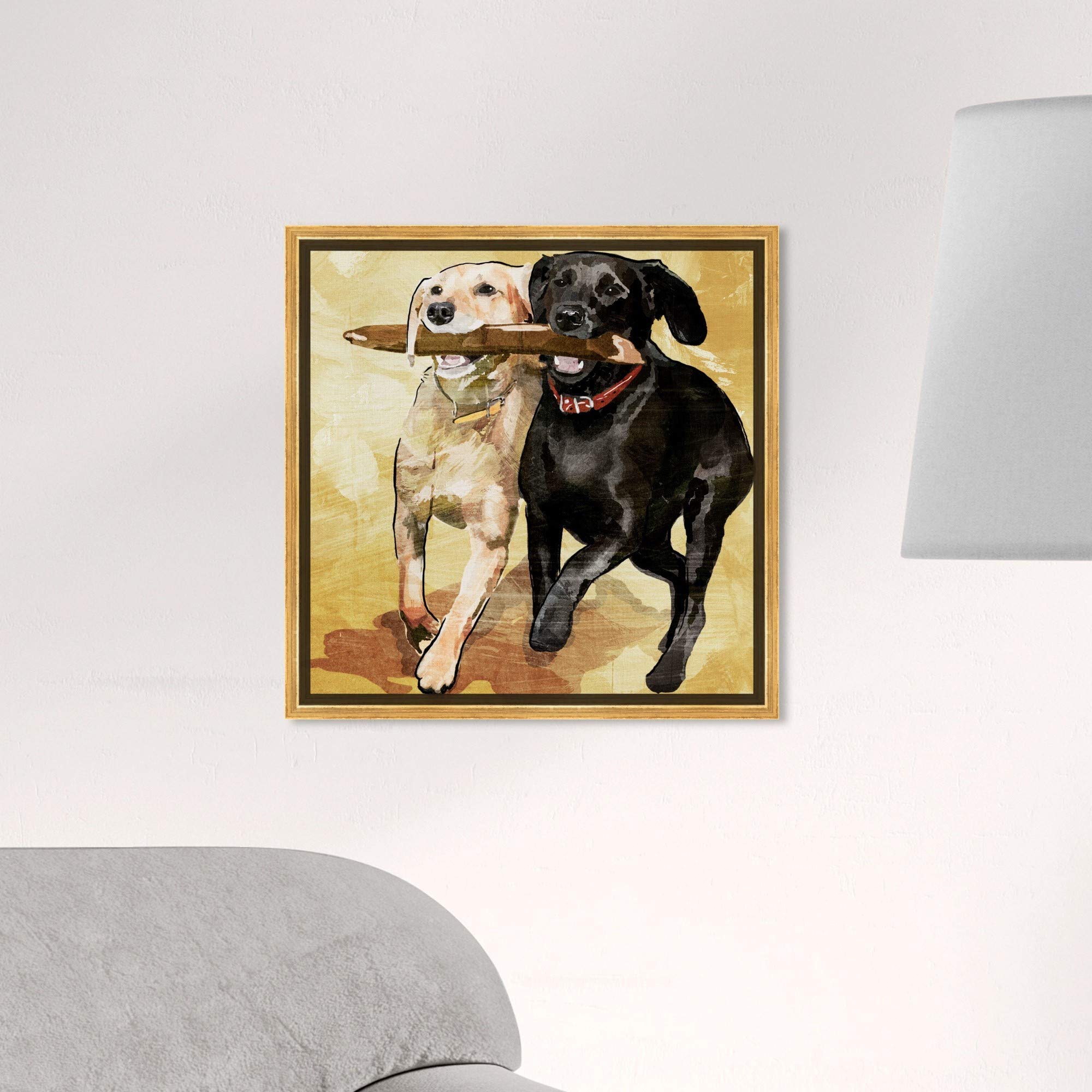 Playtime Dogs and Puppies Framed Wall Art Canvas Prints - Perfect for Living Room, Bedroom, and Nursery Decor