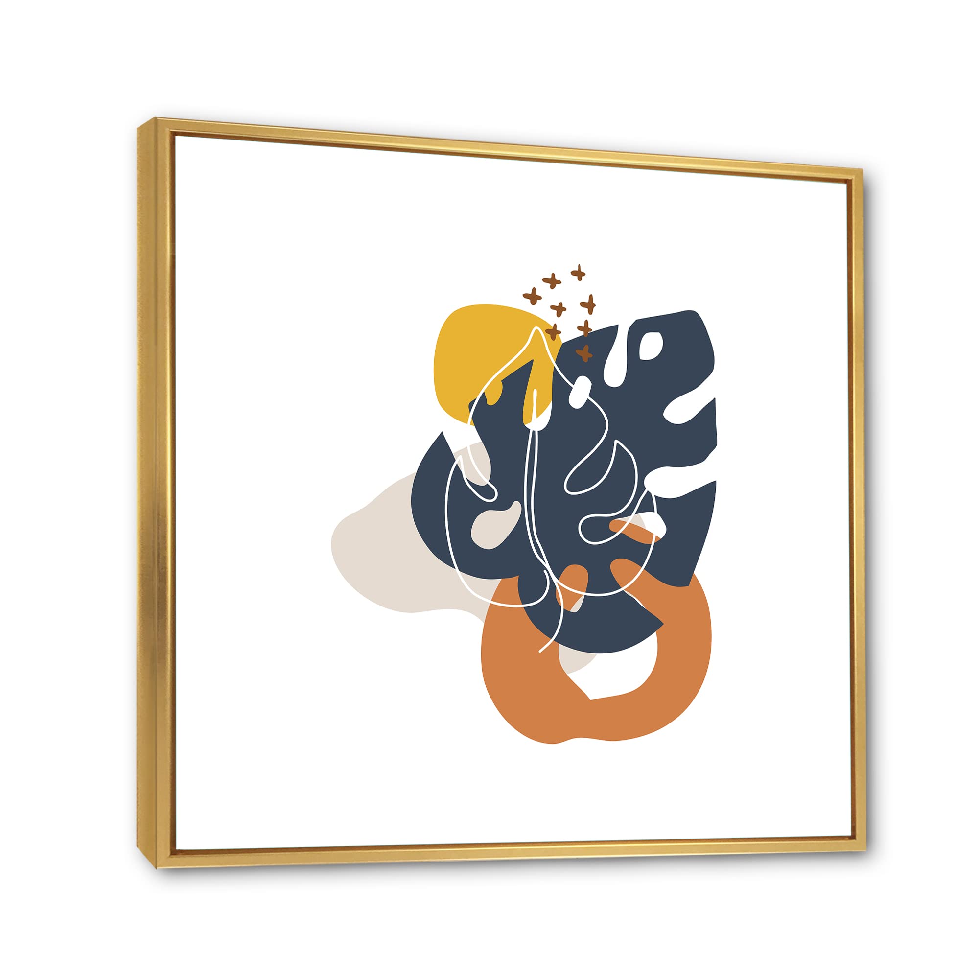 Abstract Flowers on Minimal Shapes IX - Modern Framed Canvas Wall Art Print for Living Room, Bedroom & Office Decor | DesignQ