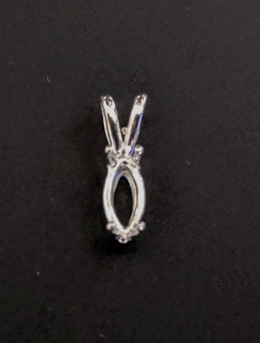 Sterling Silver or 14K White/Yellow Gold Marquise Pendant Setting 8x4mm (20x10mm) - Handmade in USA - Perfect for Necklace Jewelry Making & Custom Engagement Rings