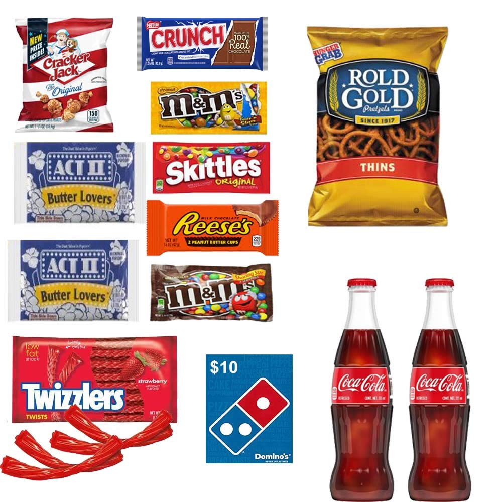 Ultimate Family Movie Night Gift Basket - Includes Domino's Pizza Gift Card, Popcorn, Candy & Snacks for Cozy Movie Nights at Home | Perfect Gift for Holidays & Family Gatherings