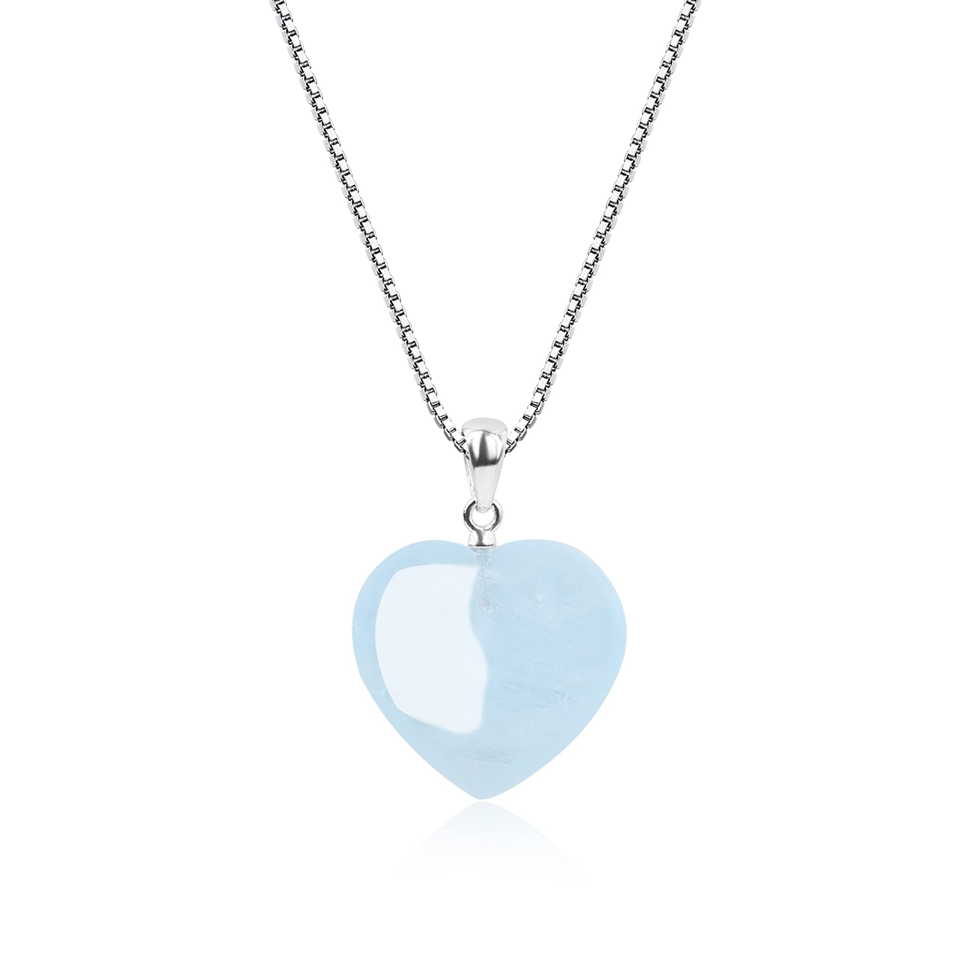 COAI Women's Love Heart Silver Chain Stone Pendant Necklace - Elegant Jewelry Gift for Valentine's Day, Anniversary & Romantic Occasions
