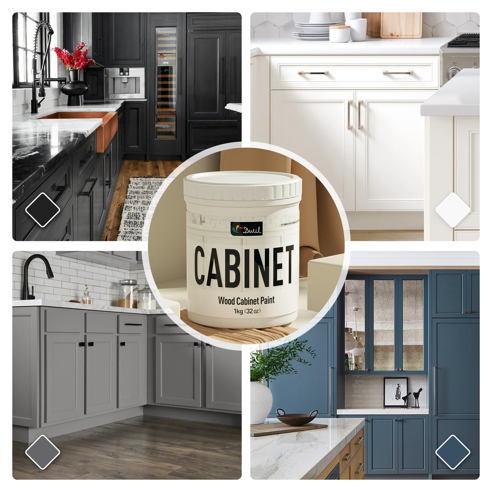 DWIL Cabinet Paint All Match - 64 OZ Black | Waterproof, No Sanding, Low Odor Paint | Kitchen & Bathroom Cabinet Makeover Kit | Perfect for DIY Home Renovation & Furniture Refinishing