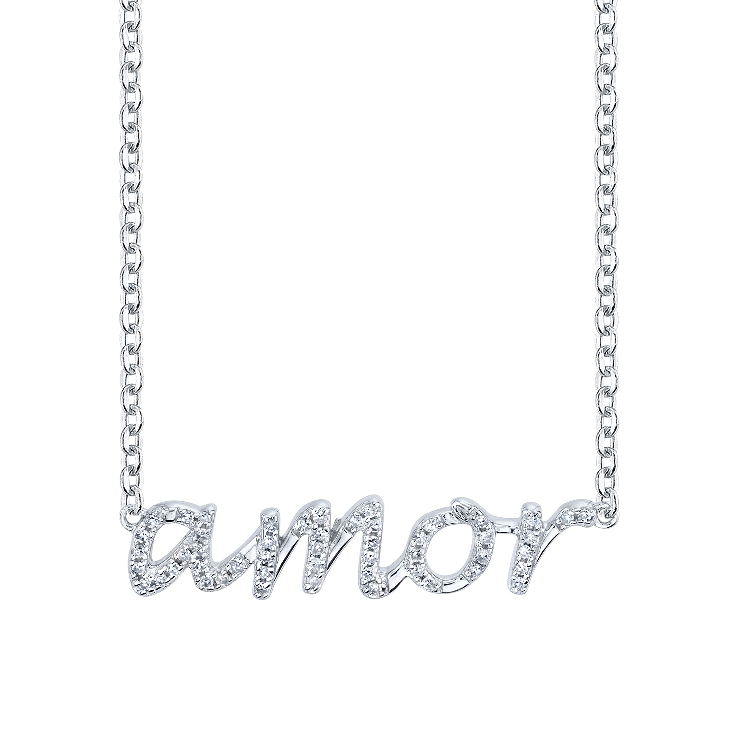 SERAFINA Diamond Name Charm Pendant Necklace for Women - 925 Sterling Silver Personalized Name Necklace with Natural Diamonds | 16
