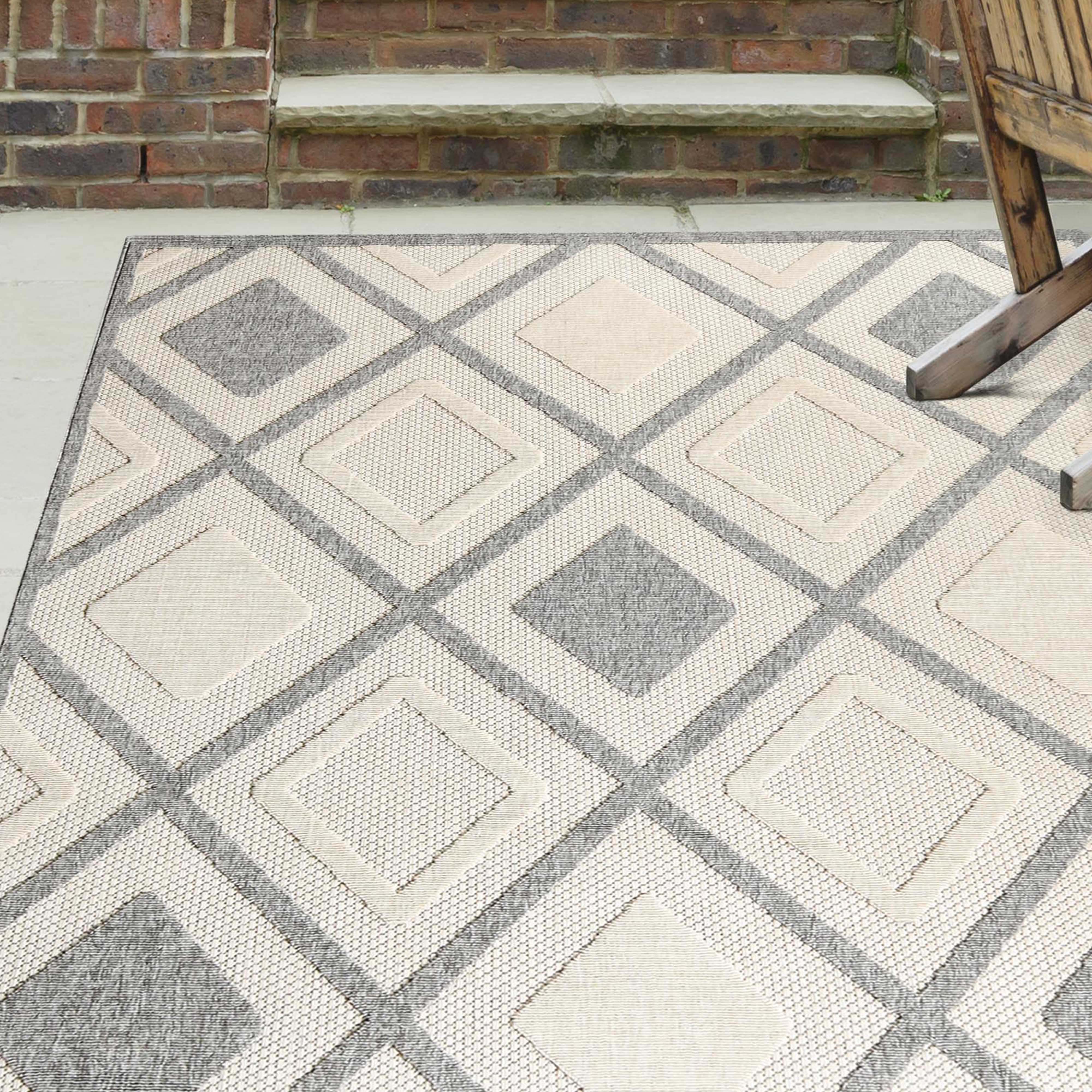 Daelyn Modern Diamond Lattice Indoor Outdoor Area Rug - Non-Slip Soft Living Room Bedroom Rug for Home Decor