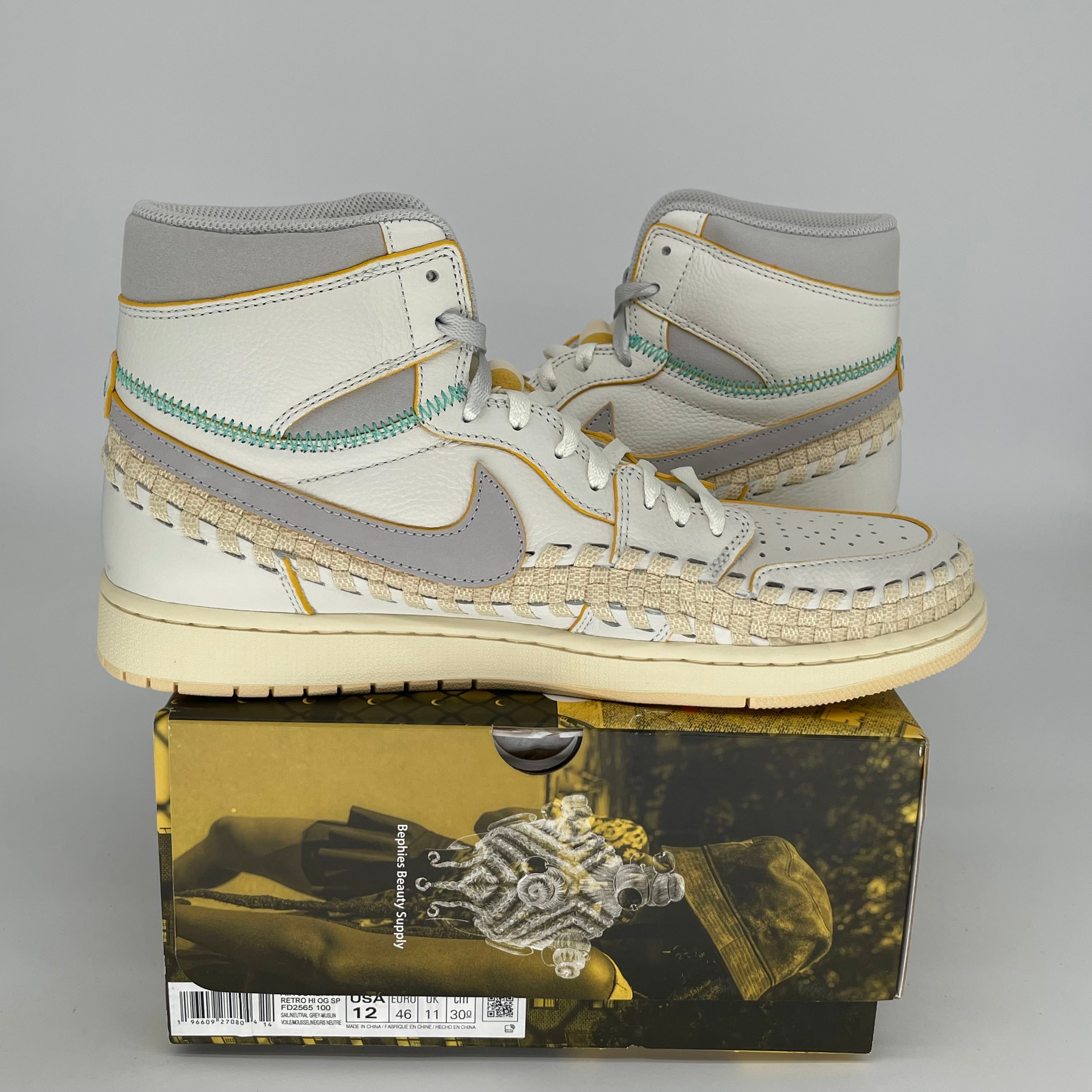 Original Air Jordan 1 Retro High Union LA 'Black Toe' Men's Basketball Shoes - Size 12 (FD2565-100) - Limited Edition Sneakers for Collectors & Streetwear Fashion