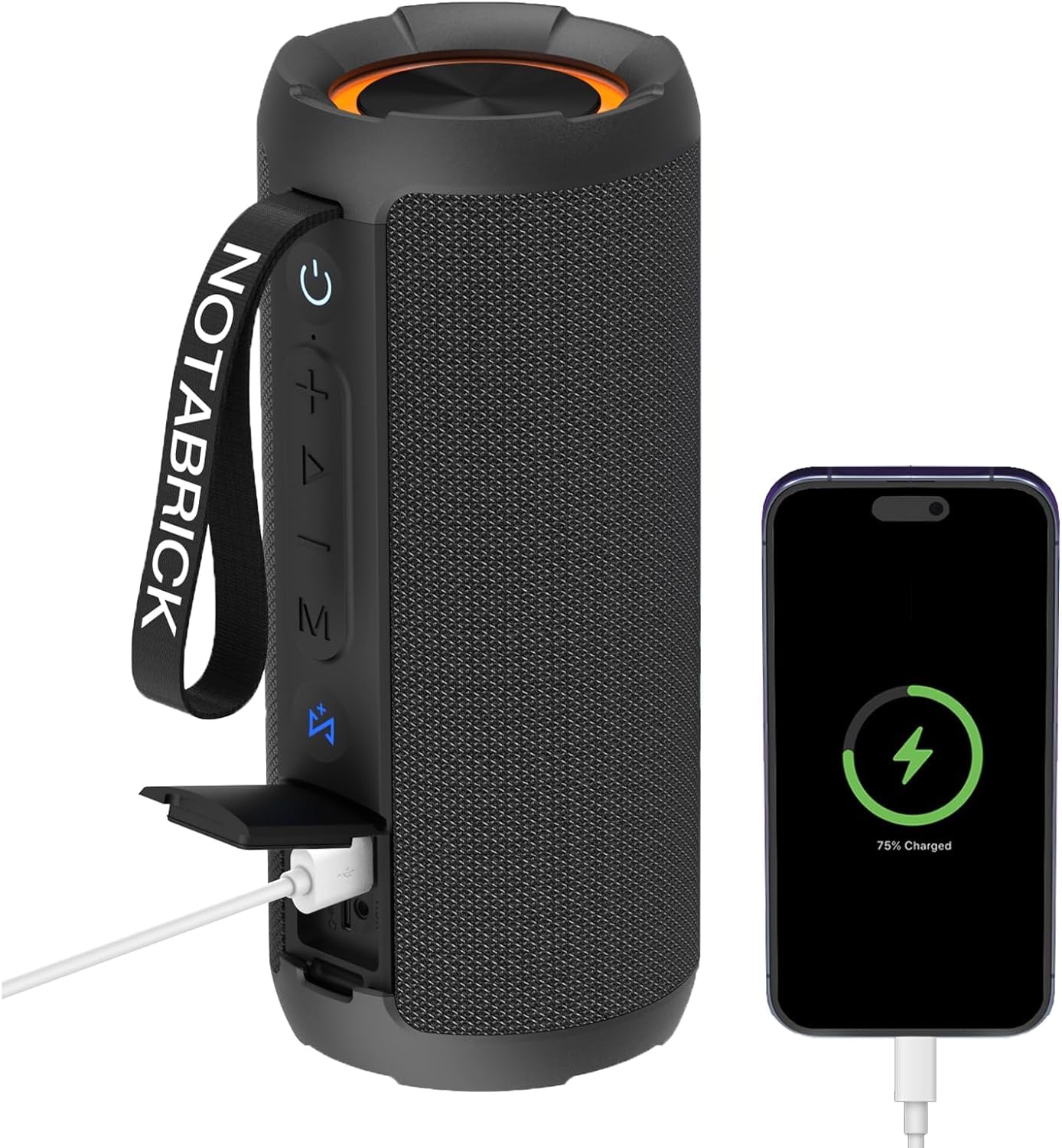 NOTABRICK 40W Bluetooth Speaker with LED Lights, IPX7 Waterproof Wireless Speaker, Deep Bass, Built-in Power Bank, TF/AUX/USB, Portable for Outdoor, Home, Party, and Travel