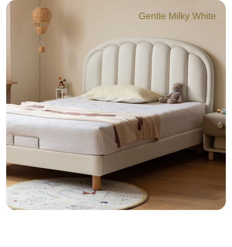 Organic Leather Kids Cream-Colored Soft Bed - Cozy & Stylish Nursery Essential for Toddlers & Infants | Perfect for Bedrooms, Daycare & Playrooms