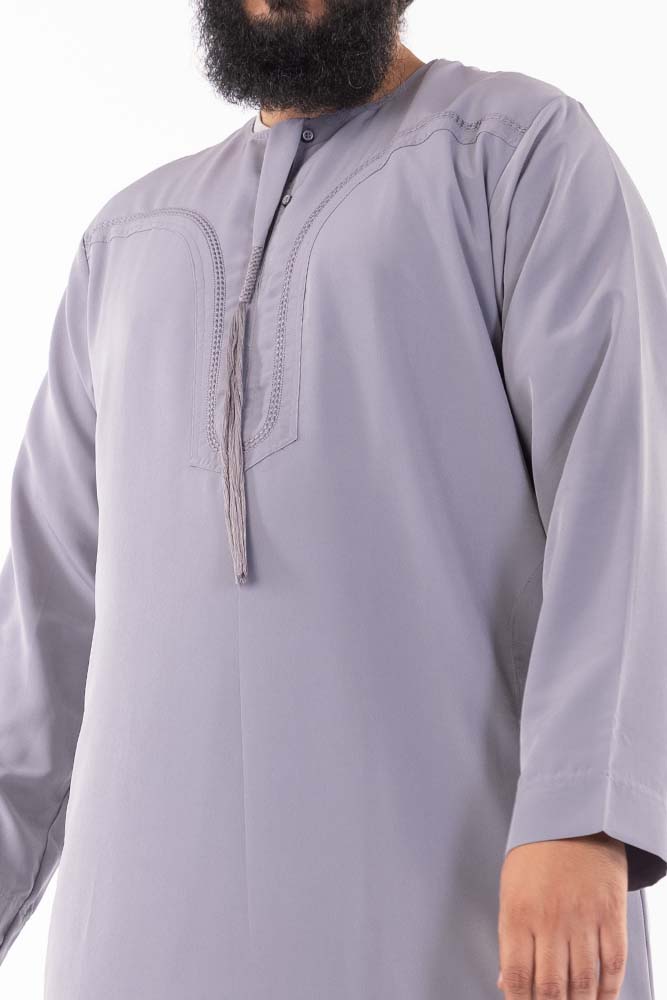 Grey Men's Arab Omani Jubba Traditional Robe - Perfect for Eid Celebrations, Weddings & Cultural Events