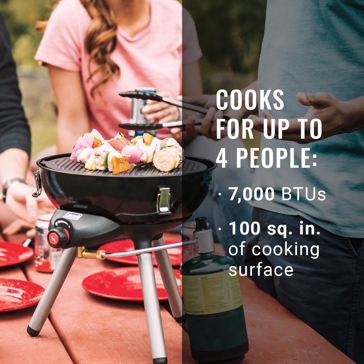 Coleman 4-in-1 Portable Propane Camping Stove with Wok, Griddle & Grill - 7000 BTU InstaStart Ignition & Grease Tray - Perfect for Outdoor Camping, Tailgating, Backyard BBQs & Picnics
