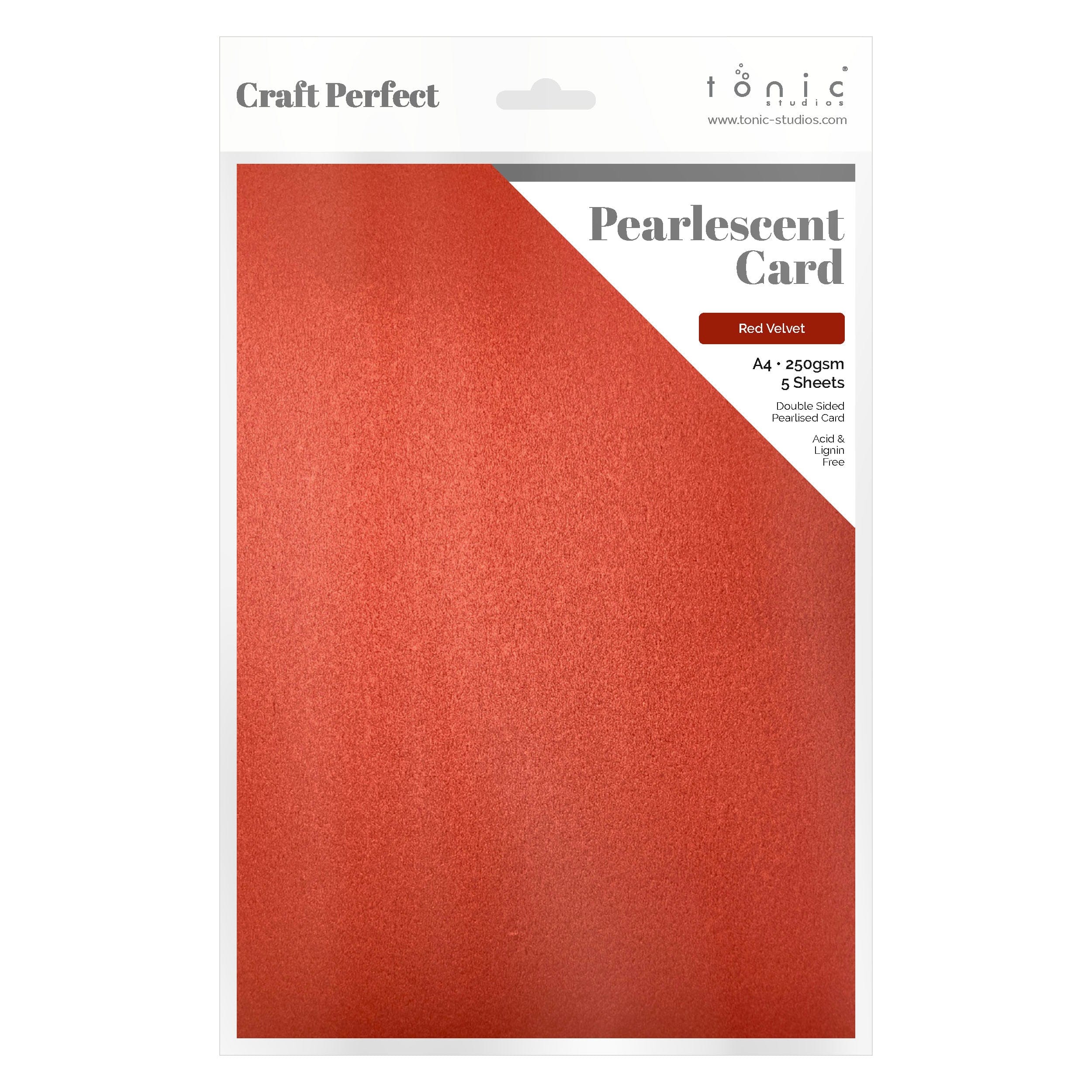Pearlescent Red Velvet A4 Craft Cards - 5/Pack (9506E) - Perfect for Scrapbooking, Invitations & DIY Projects