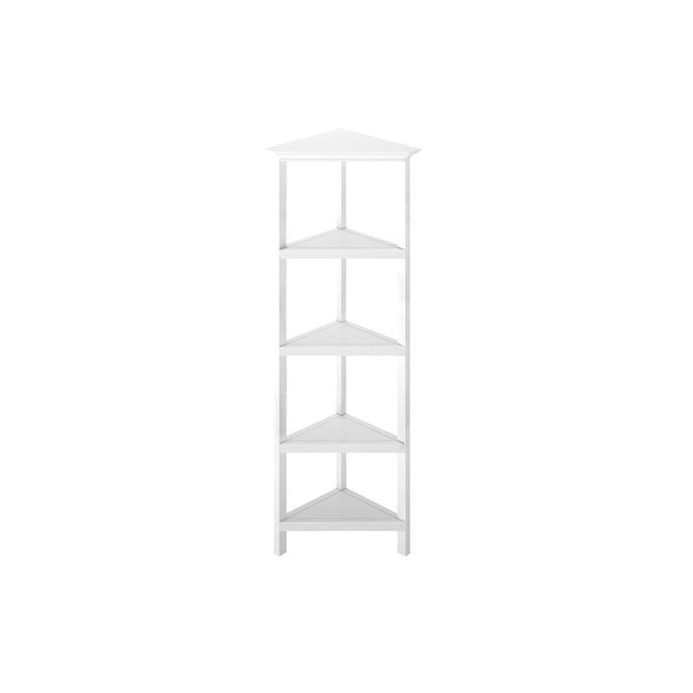 NewRidge Home 5-Tier Corner Bookshelf - White Wooden Bookcase for Living Room, Bedroom & Office - Space-Saving Storage Solution for Books, Decor & Essentials