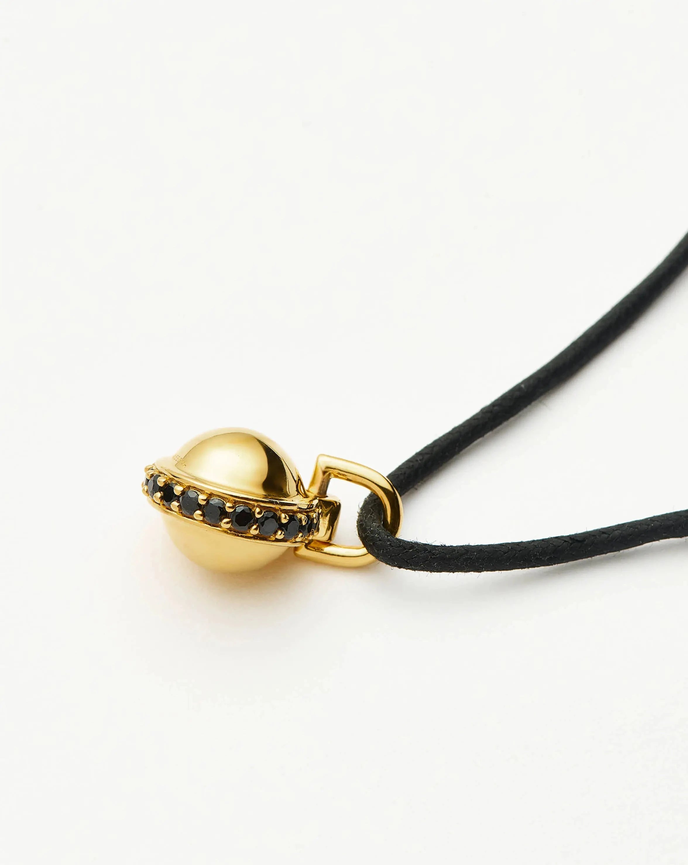 Orb Gemstone Pendant Necklace - 18k Gold Plated Black Spinel Cord Chain | Elegant Jewelry Gift for Women, Perfect for Parties, Weddings & Everyday Wear