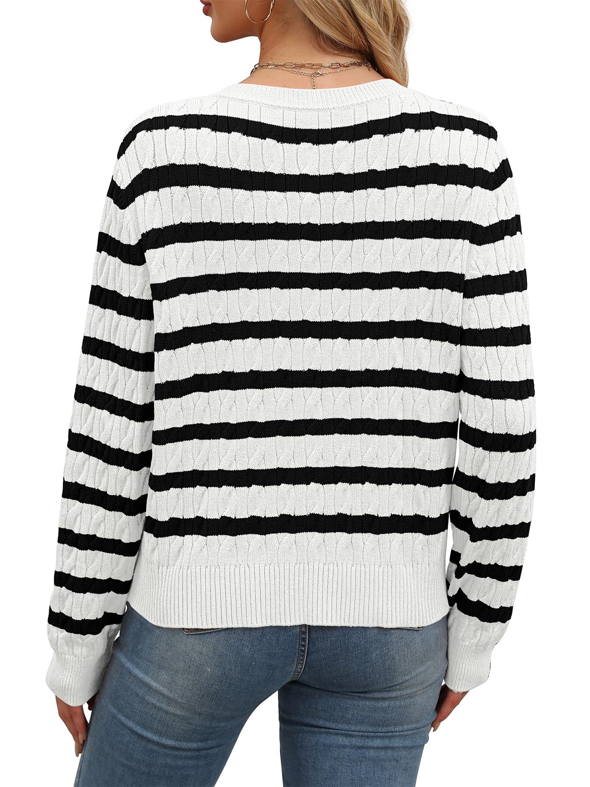 WIHOLL Women's Lightweight Cable Knit Cardigan Sweater - Long Sleeve Button Down Open Front Casual Cover Up for Spring 2025 | Perfect for Office, Date Night & Weekend Outfits