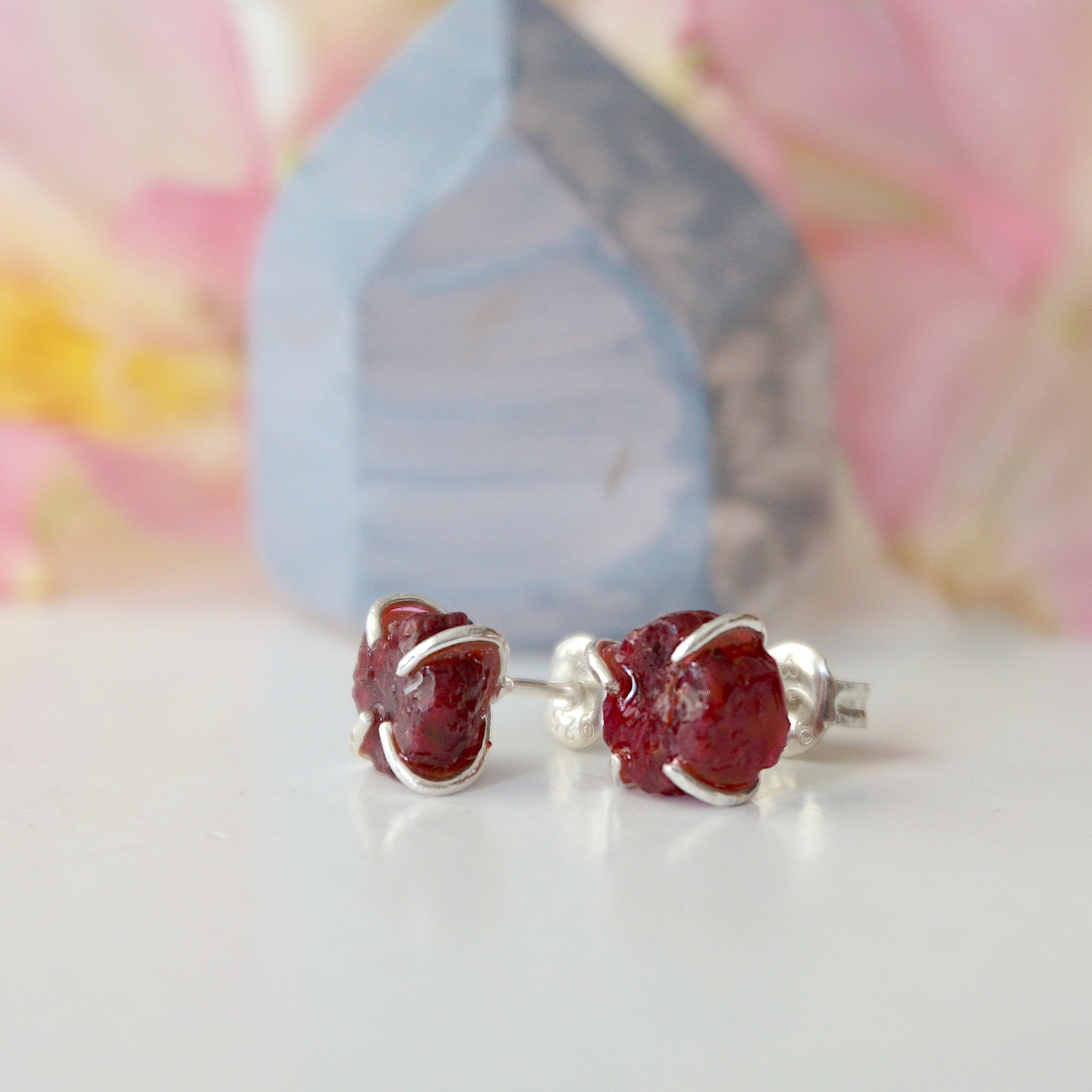 Pink Ruby Huggie Stud Earrings - Sterling Silver Jewelry for Women | Perfect for Everyday Wear, Date Nights & Special Occasions