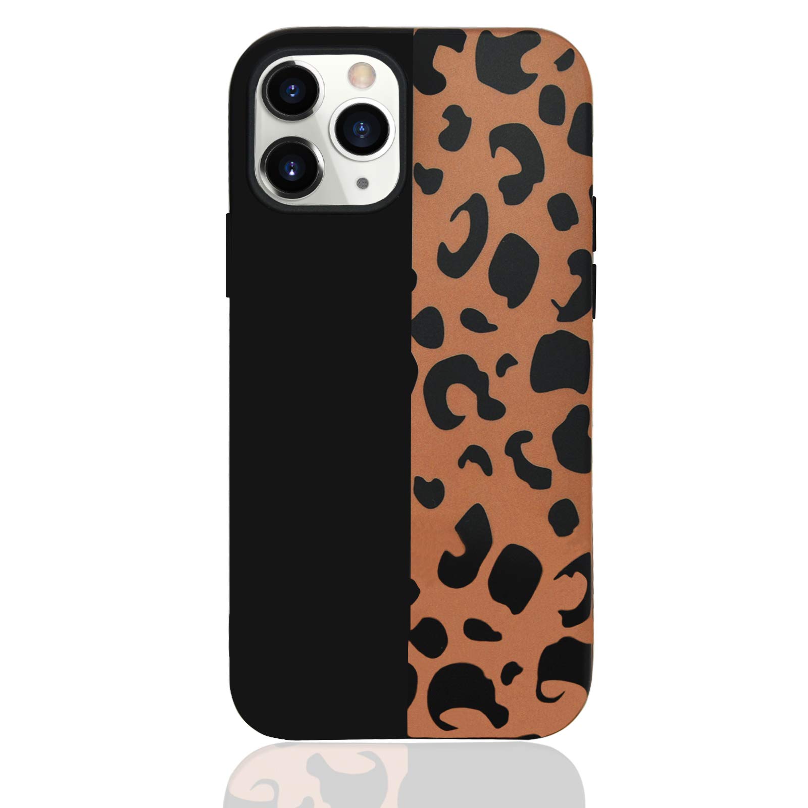 HUIYCUU Slim Cute Animal Leopard Print iPhone 12 Pro Max Case 6.7 Inch - Clear Flexible Shockproof Soft Bumper Cover for Women Girls (Black) | Perfect for Everyday Use, Work & Travel Protection