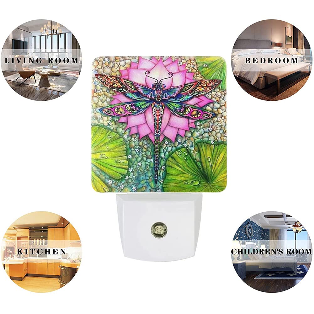 Dimmable Dragonfly Night Light with Auto Sensor - Adjustable Brightness LED Plug-in Lamp for Bedroom, Kids Room, Hallway & Stairs | Auto On/Off, Perfect Gift for Women & Home Decor | Creates Soothing Ambiance for Nighttime Feedings, Bathroom Visits & Safe Navigation