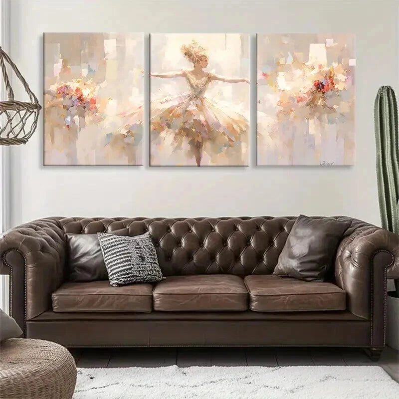 3-Piece Abstract Ballet Dancer Wall Art Set - Elegant Framed Canvas Paintings 50x70cm - High Quality Australian Made Prints - Perfect for Living Room, Bedroom & Office Decor - Ready to Hang Home Artwork