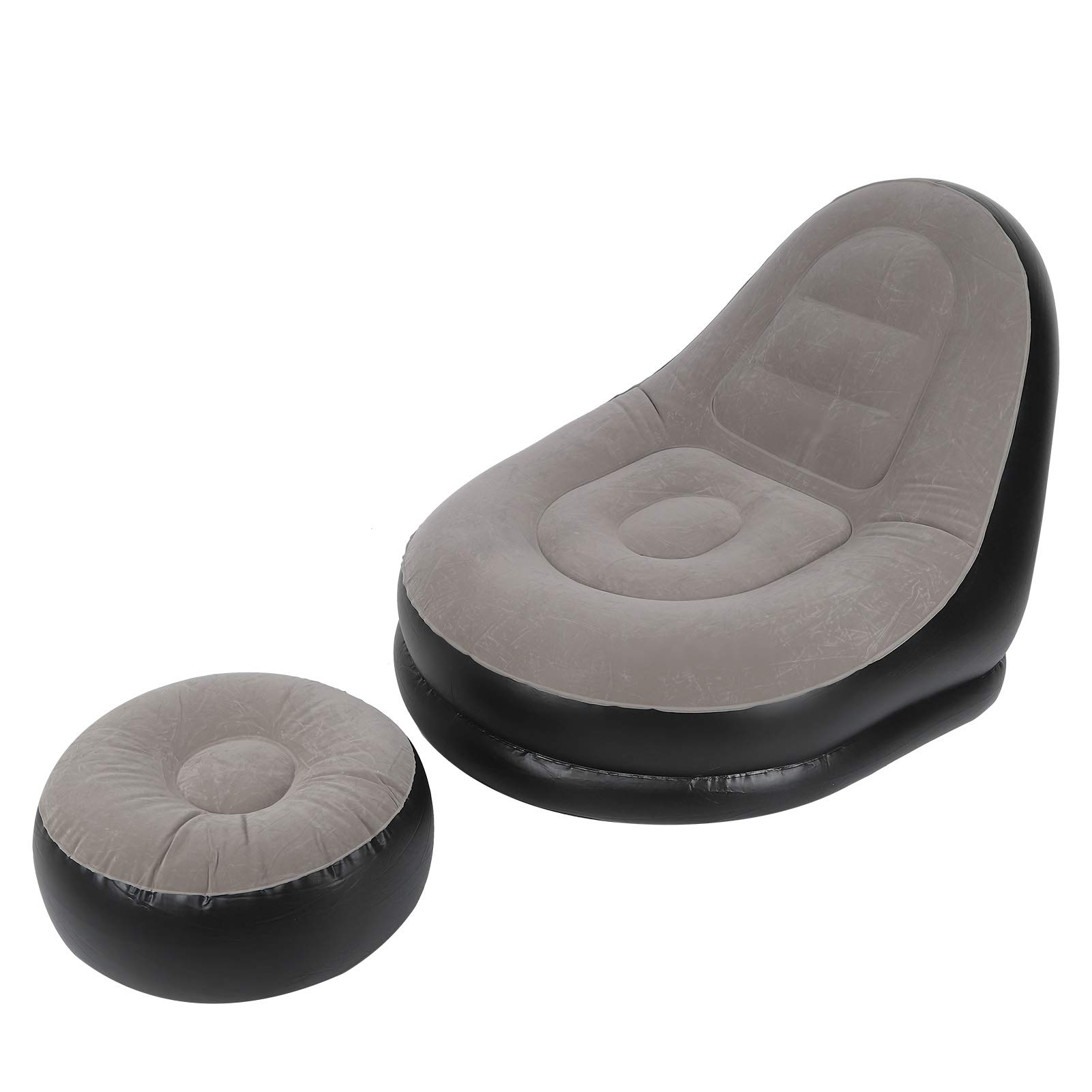 Walfront Inflatable Folding Sofa Recliner with Footstool - Anti-Air Leaking Design for Indoor & Outdoor Use - Perfect for Living Room, Balcony, Garden, Beach, Camping, Travel & Picnics - Portable Comfortable Lounge Chair