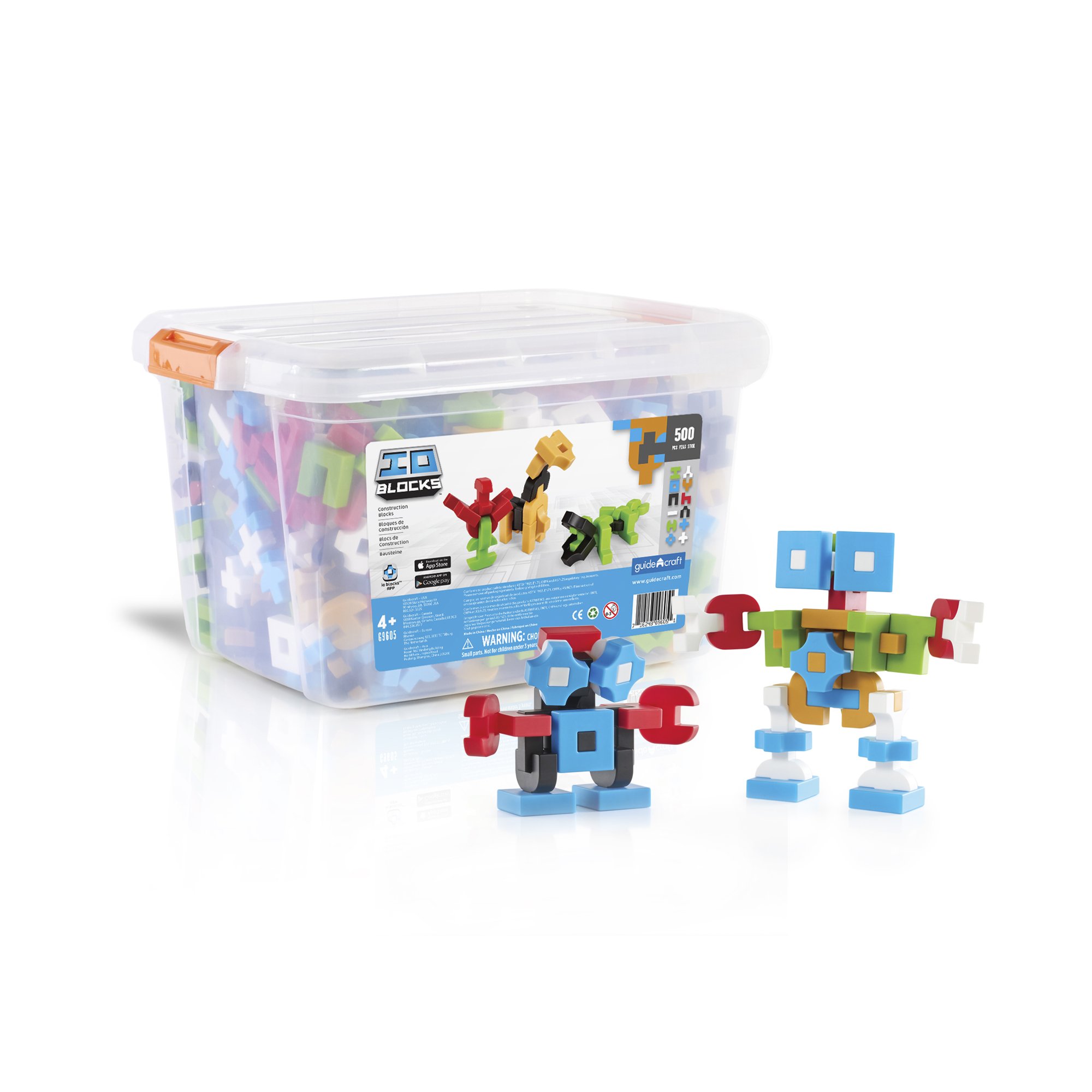 Guidecraft IO Blocks 500 Piece STEM Building Toy Set for Kids - Educational Construction Blocks for Creative Play, Classroom & Homeschool Learning Activities