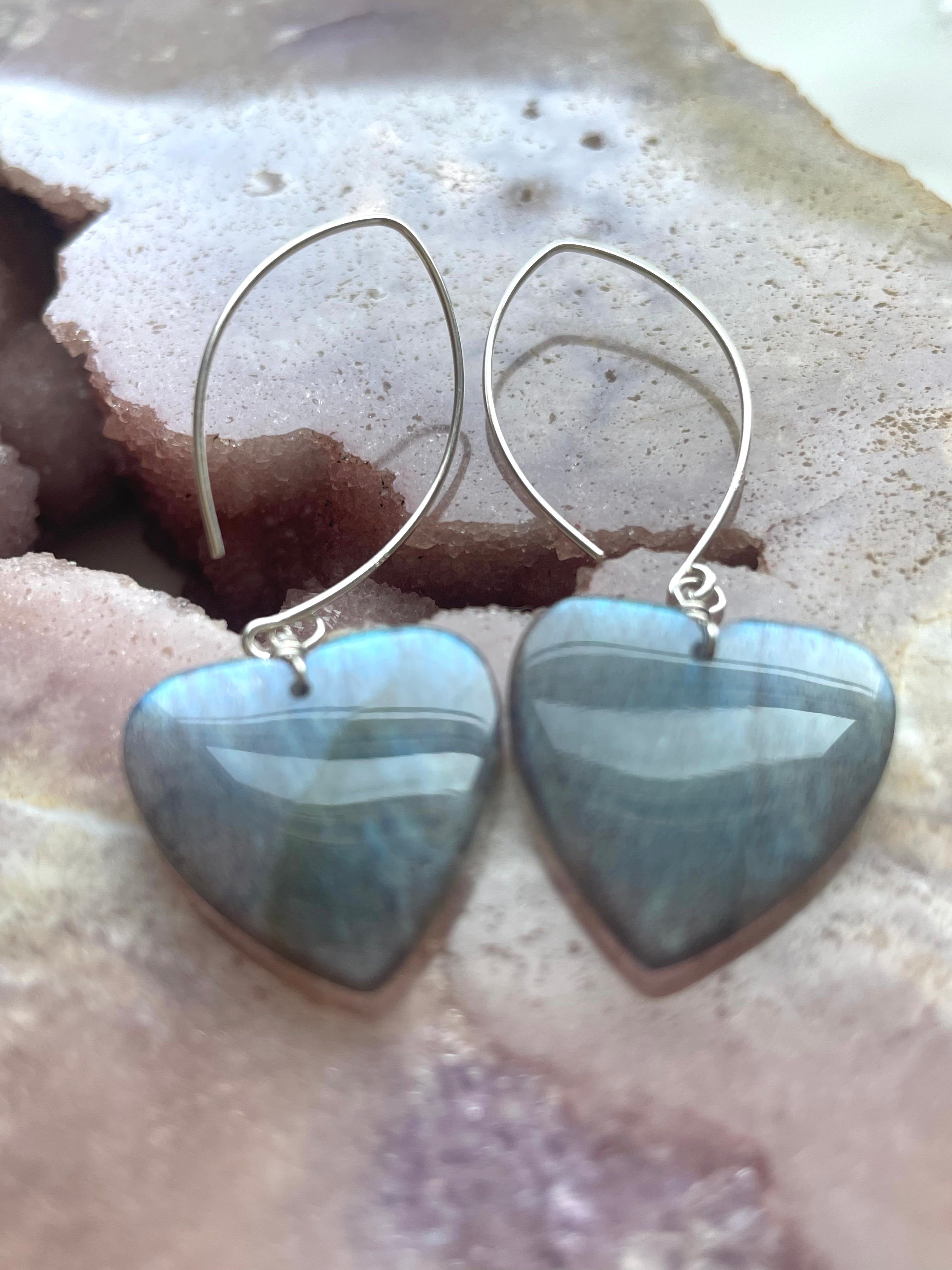 Labradorite Sterling Silver Dangle Drop Earrings – Crystal Healing Jewelry for Women, Boho Chic & Everyday Wear