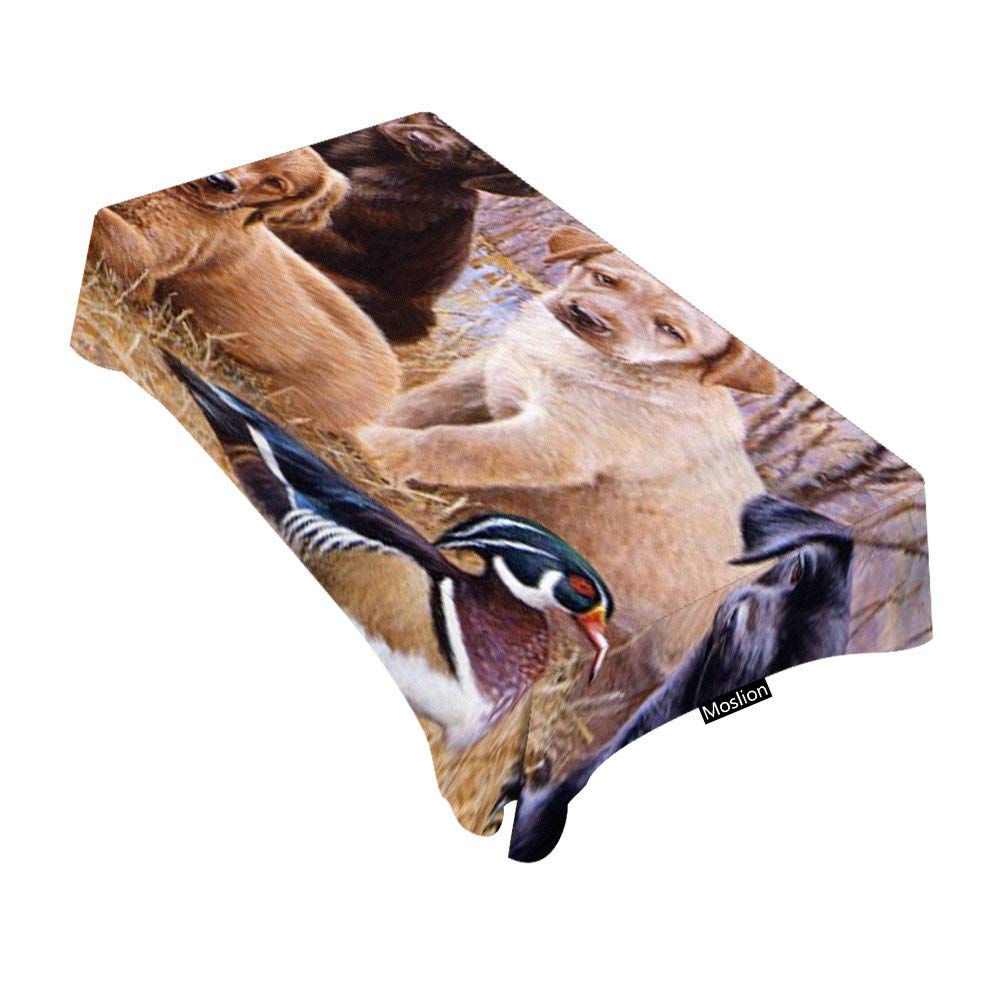 Moslion Labrador Retriever Dog Print Tablecloth - 52x70 Inch Decorative Rectangle Table Cover for Dining, BBQ, Picnic & Coffee Tables - Waterproof & Washable Pet-Themed Kitchen Decor